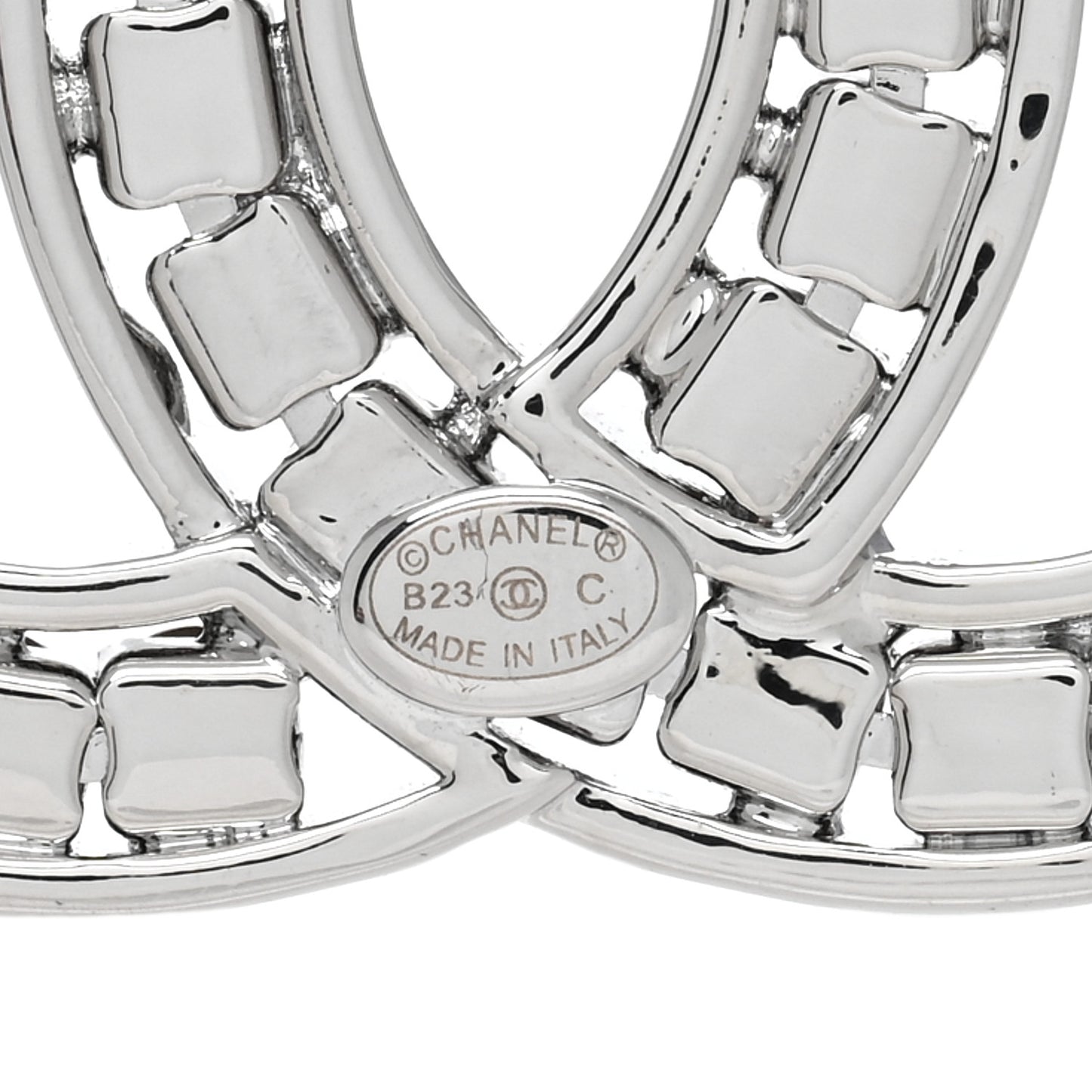 Crystal Large CC Brooch Silver