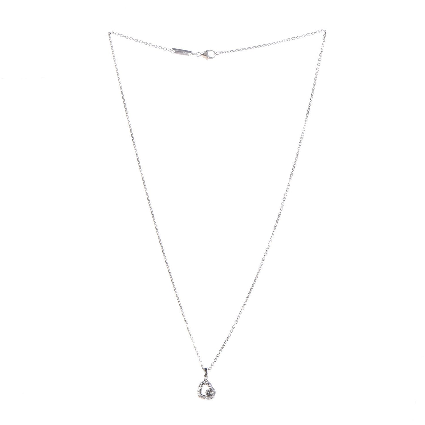 18K White Gold Happy Diamonds Floating Heart Pendant Necklace
