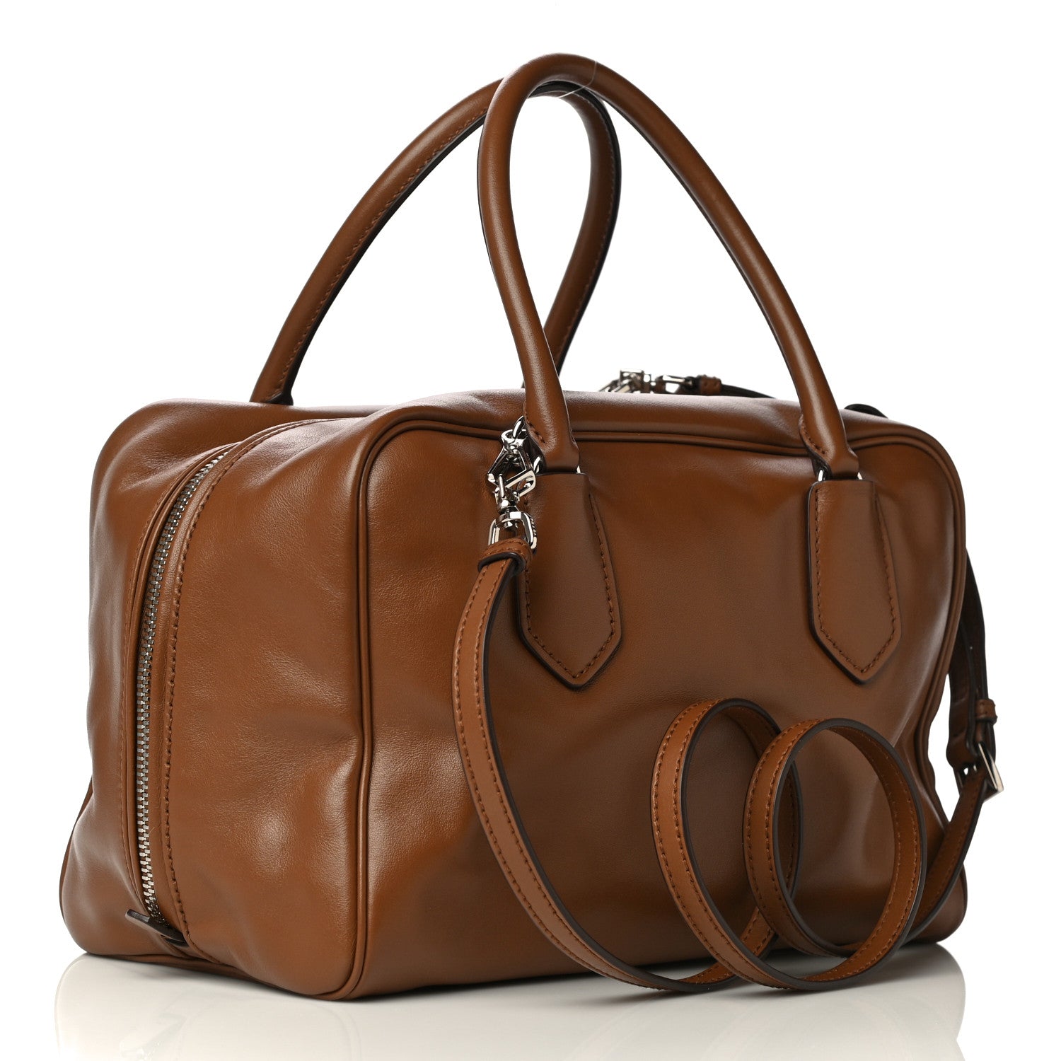 Prada Soft Calf Medium Inside Tote Cannella Turchese 3 of 17