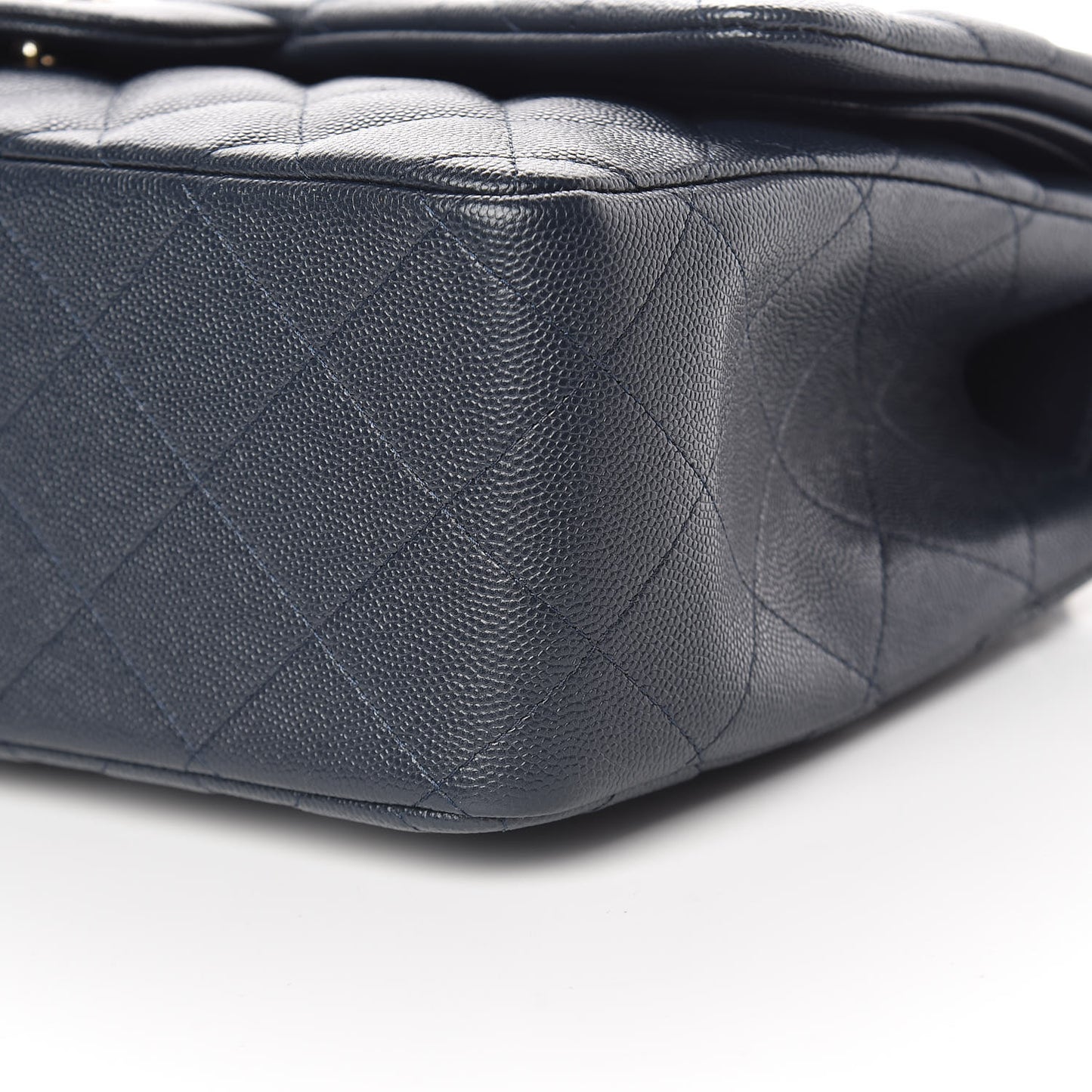 Caviar Quilted Jumbo Double Flap Navy Blue