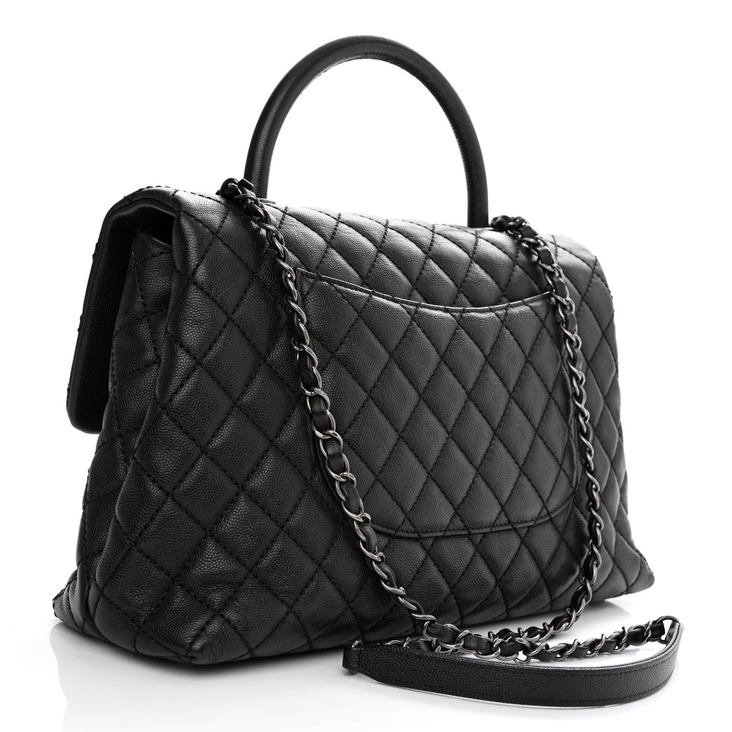Chanel Caviar Quilted Medium Coco Handle Flap Black 3 of 12