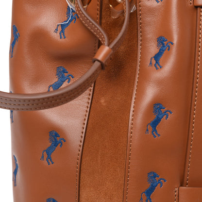 Chloe Smooth Calfskin Little Horses Embroidered Tao Zipped Tote Caramel 10 of 13