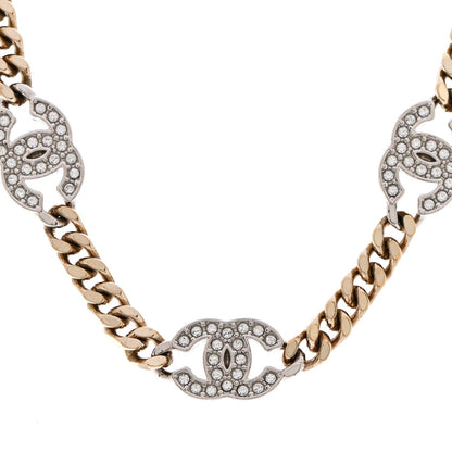 Chanel Crystal Chain CC Link Choker Gold Silver 4 of 7