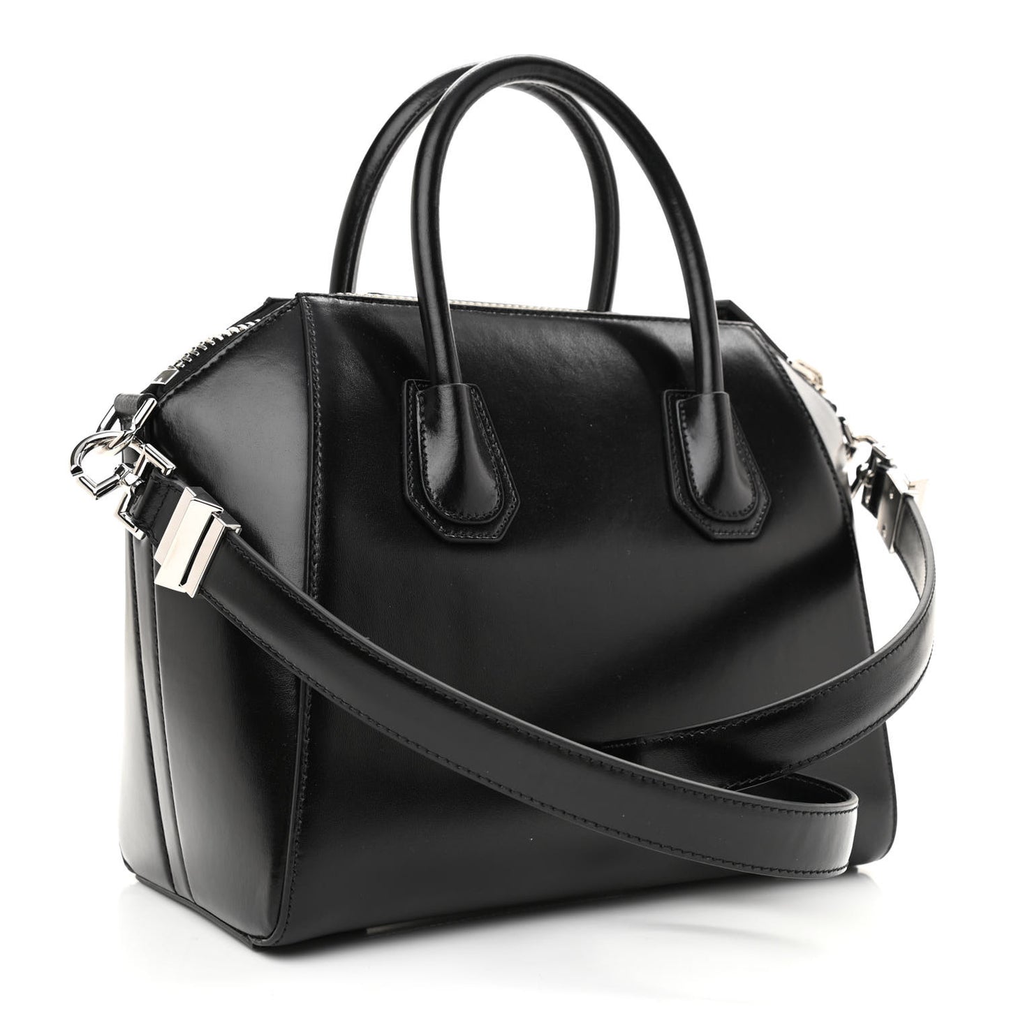 Shiny Lord Calfskin Small Antigona Black