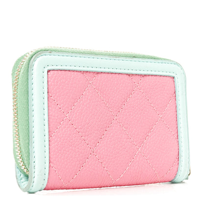 Chanel Caviar Quilted Filigree Coin Purse Pink Green Blue 3 of 7