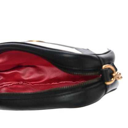 Gucci Calfskin Matelasse Mini GG Marmont Chain Shoulder Bag Black White 5 of 12