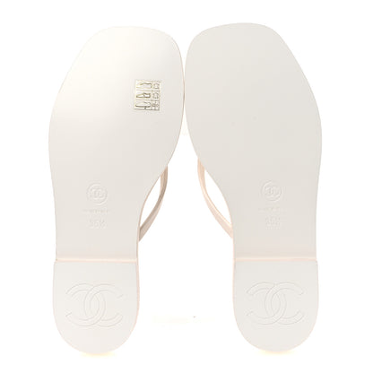Chanel Goatskin CC Times Square Thong Sandals 35.5 White 8 of 12