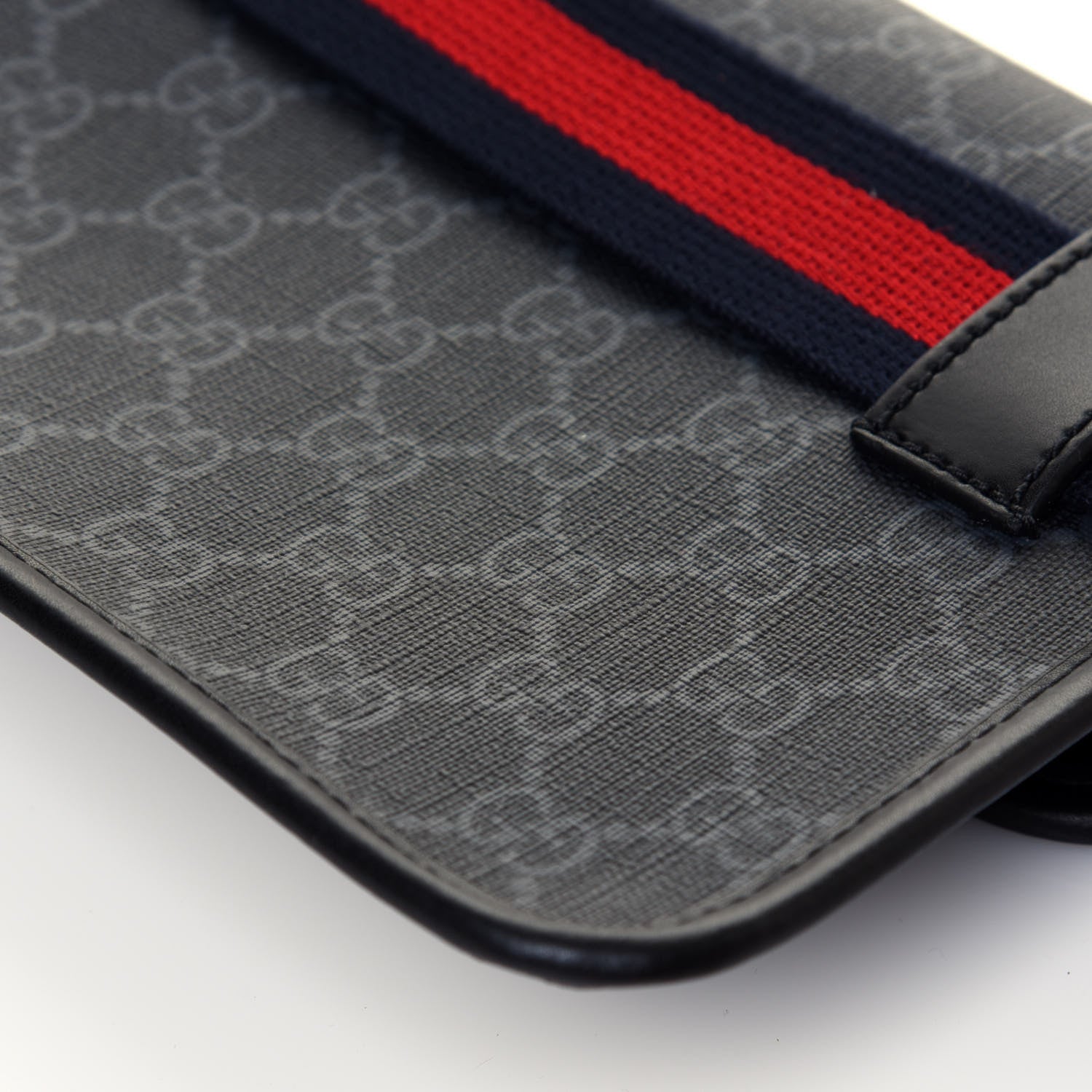 Gucci GG Supreme Monogram Web Slim Belt Bag Black Grey 11 of 12