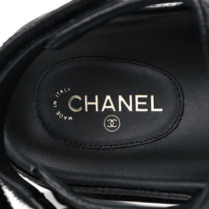 Chanel Grained Calfskin Velcro Dad Sandals 40 Black 7 of 9