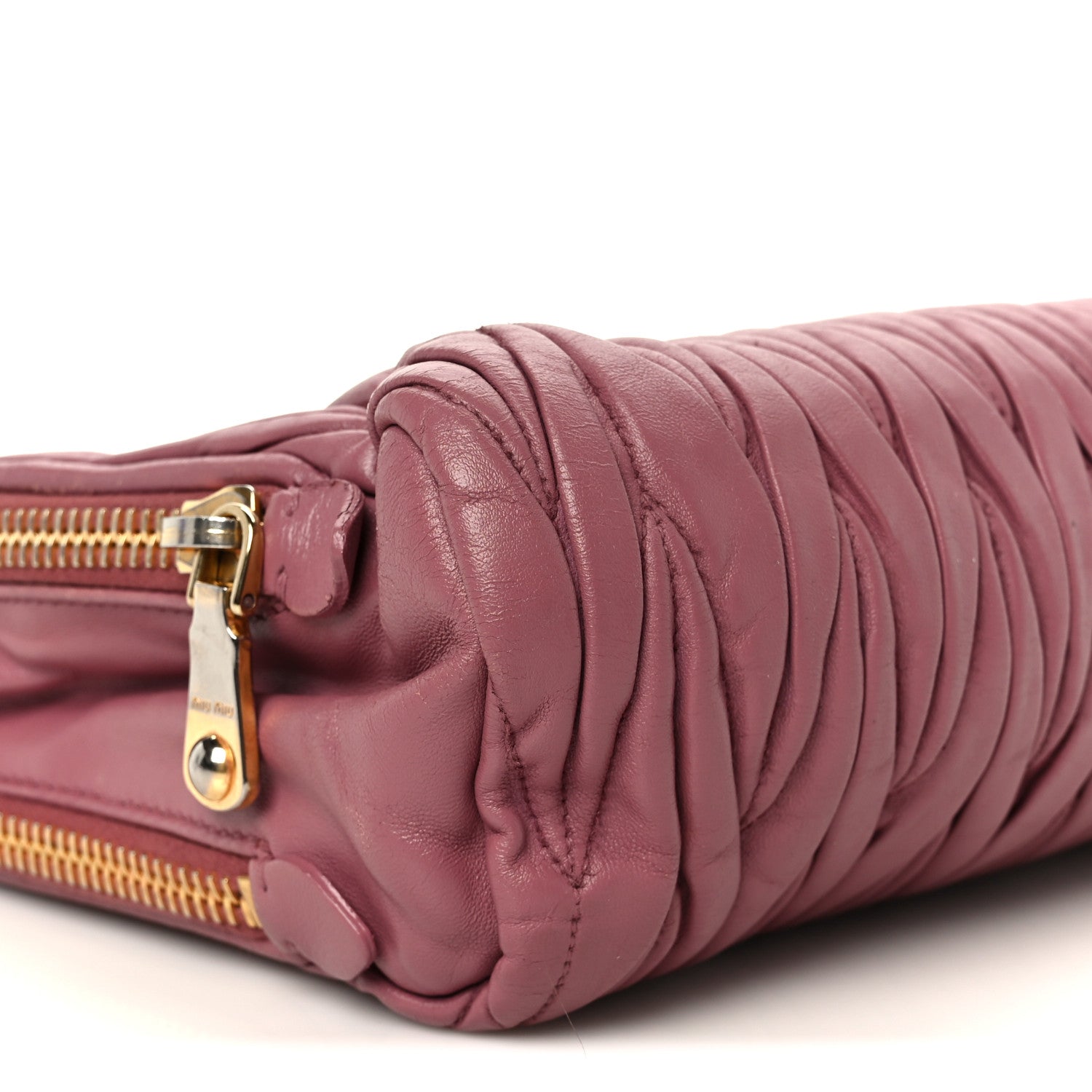 Miu Miu Vitello Lux Matelasse Double Zip Shoulder Bag Rosa 12 of 13