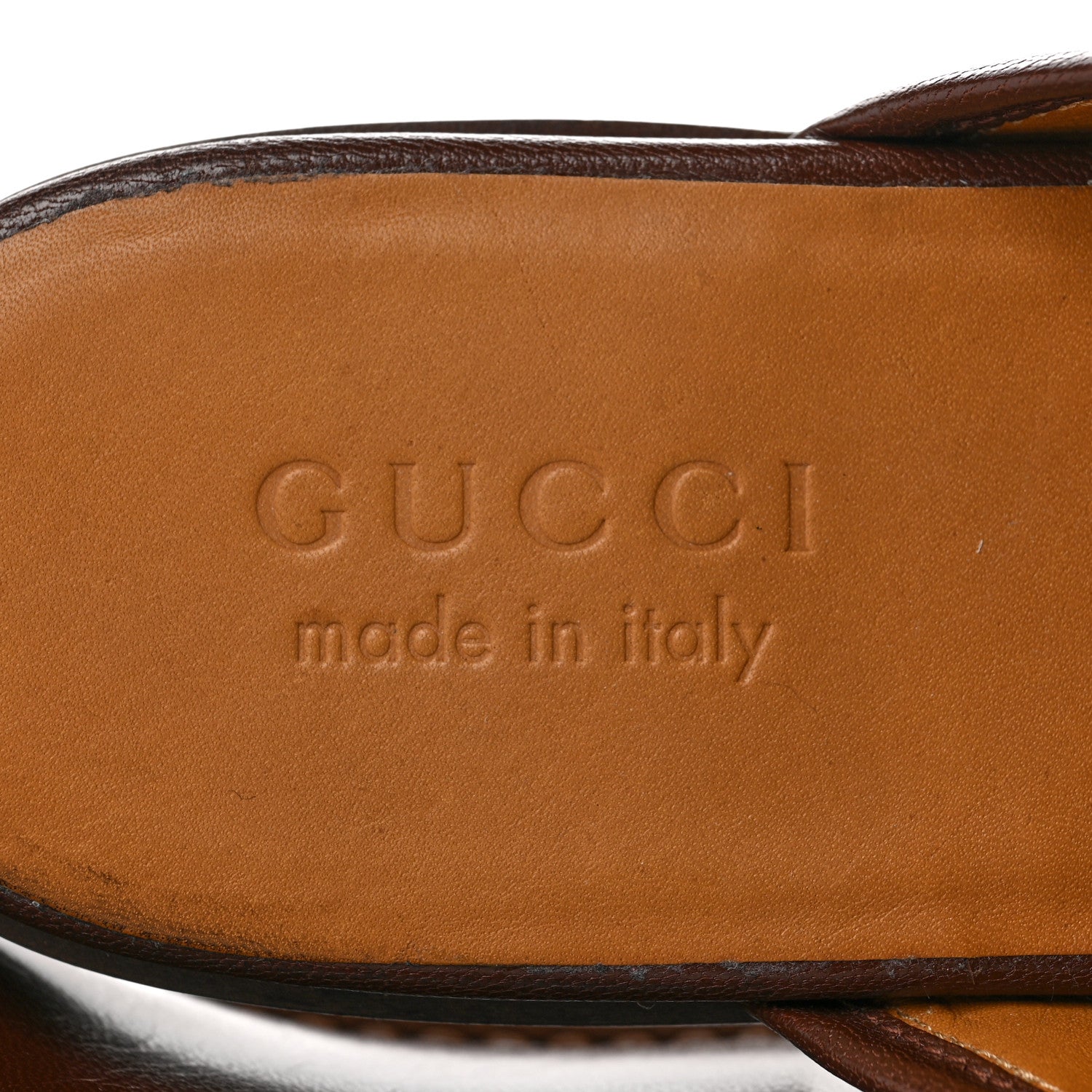 Gucci Goatskin Mens Horsebit Slippers 5 Light Brown 7 of 9