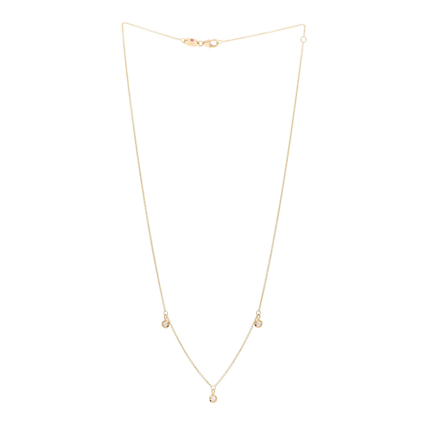 18K Yellow Gold Diamond .15ctw Diamonds By The Inch 3 Station Necklace