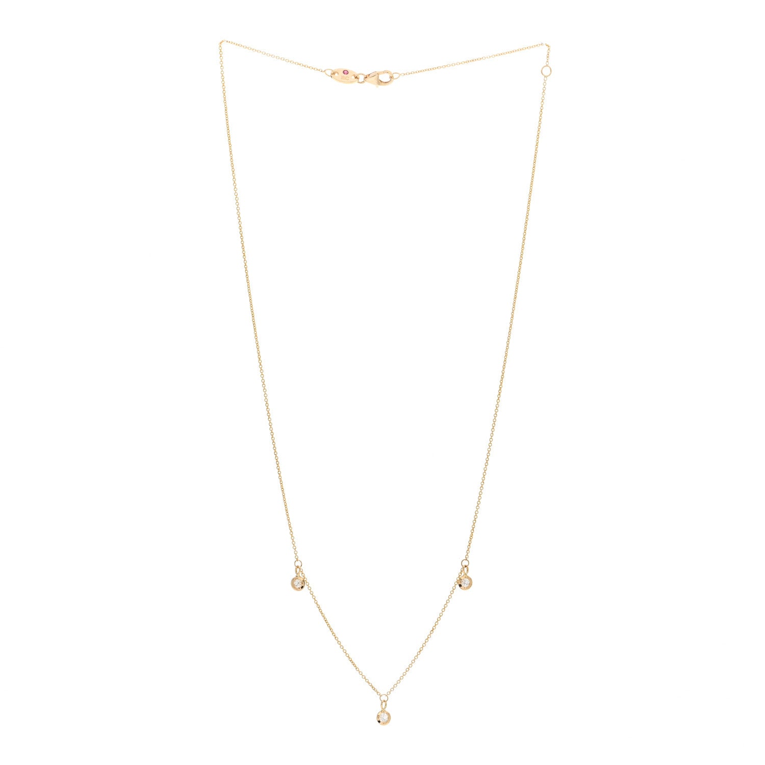 Roberto Coin 18K Yellow Gold Diamond .15ctw Diamonds By The Inch 3 Station Necklace 3 of 4
