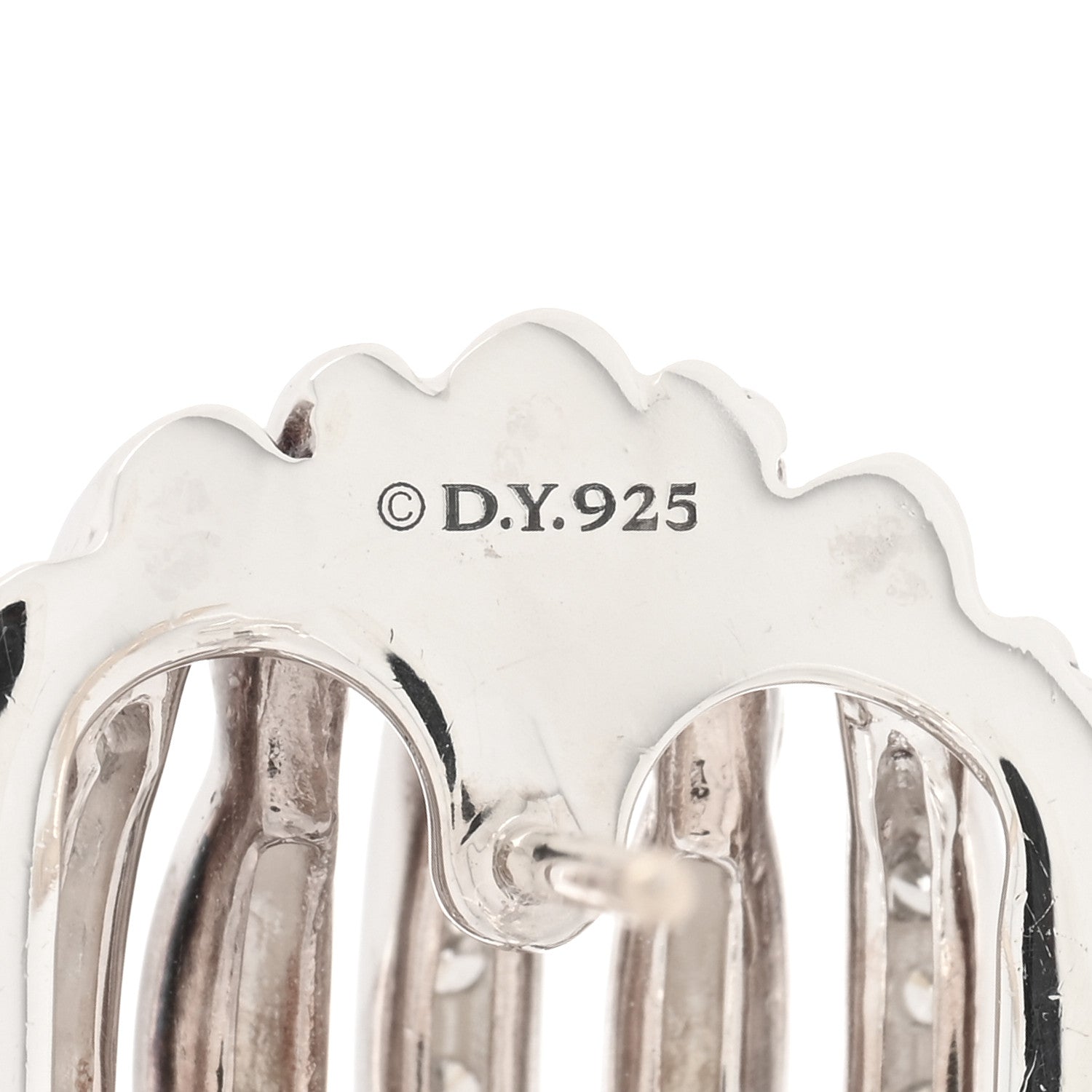 David Yurman Sterling Silver Diamond Tides Stud Earrings 4 of 4