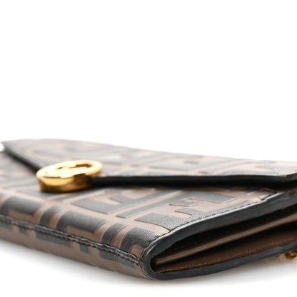 Fendi Vitello Soft F is Fendi Bi-Color FF 1974 Embossed Continental Envelope Wallet On Chain Maya Black 10 of 12