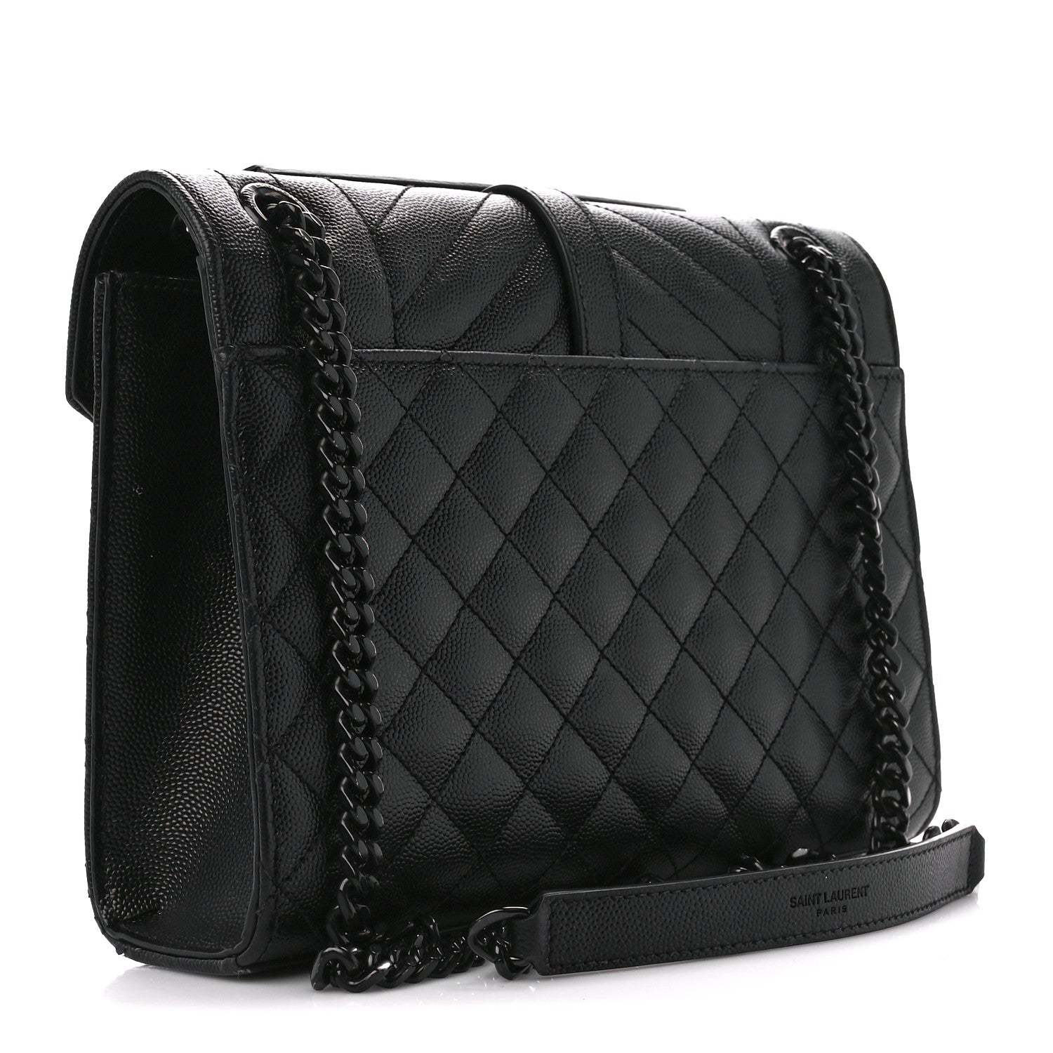 Saint Laurent Grain De Poudre Textured Mixed Matelasse Triquilt Medium Monogram Monochrome Satchel Black 3 of 13