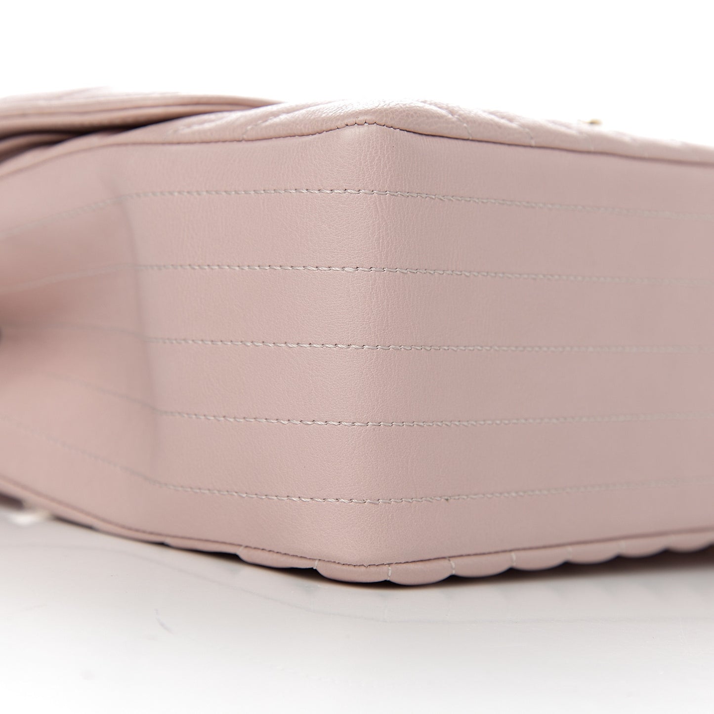 Calfskin Chevron Quilted Jumbo Double Flap Light Pink