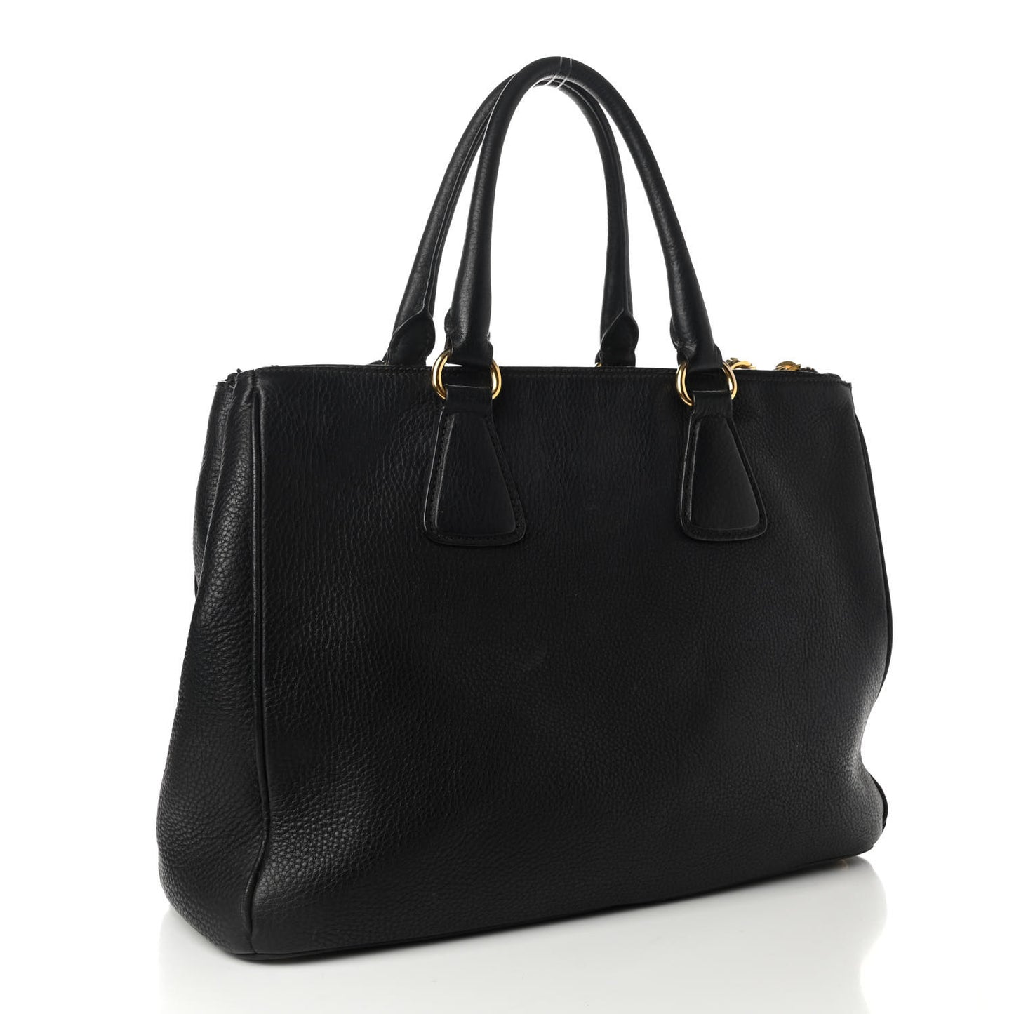 Vitello Daino Large Double Zip Tote Black