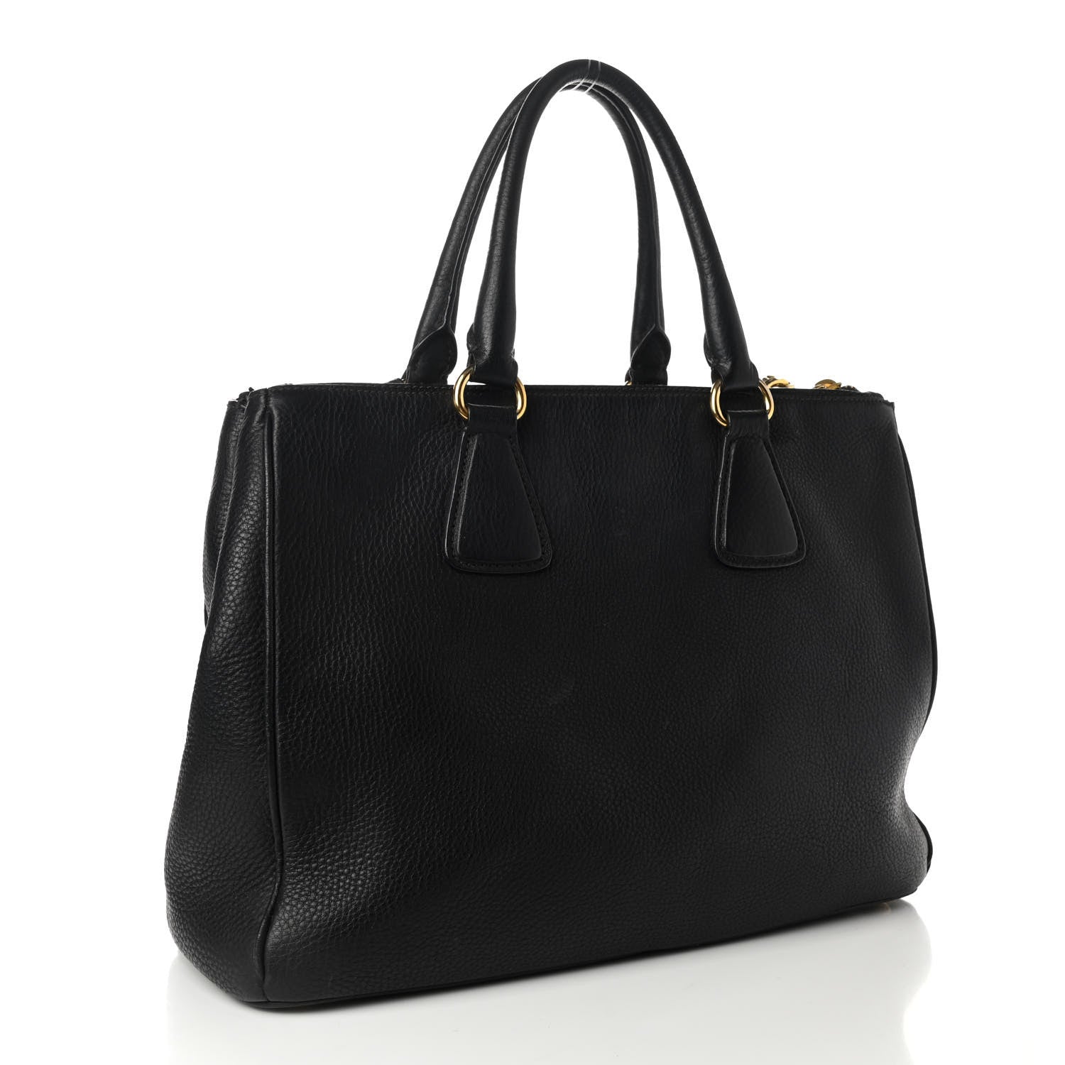 Prada Vitello Daino Large Double Zip Tote Black 2 of 10