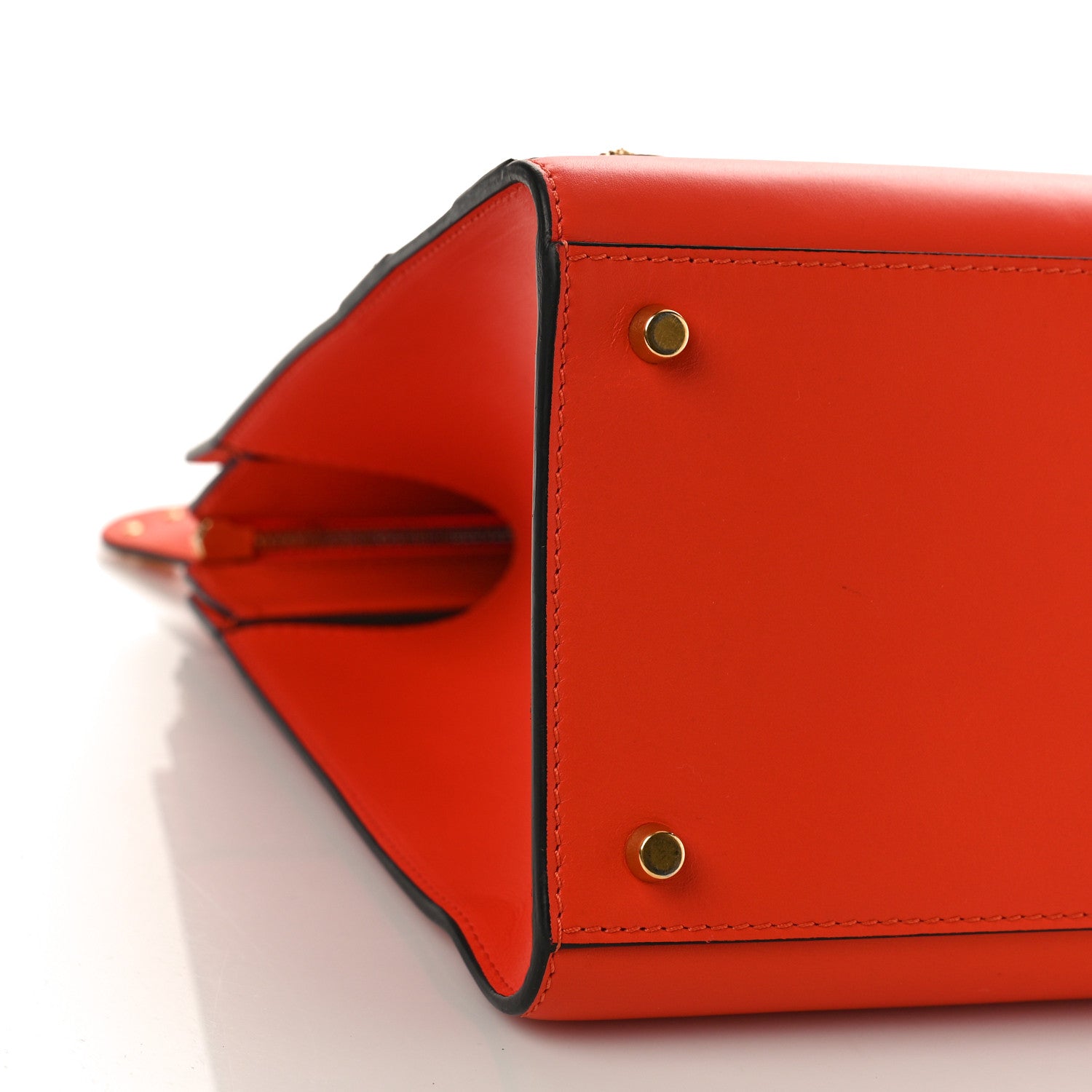 Versace Calfskin Large Medusa Stud Tribute Tote Orange 7 of 8
