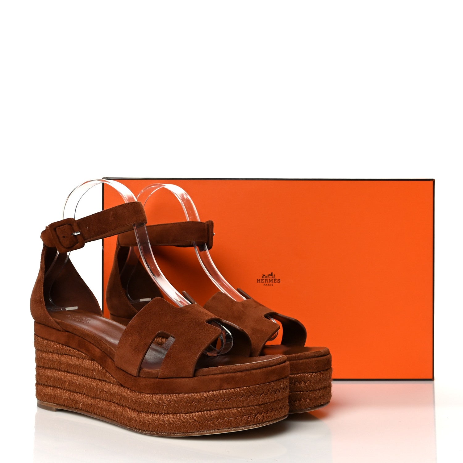 Hermes Suede Elda Espadrille Wedge Sandals 39 Gold 9 of 9
