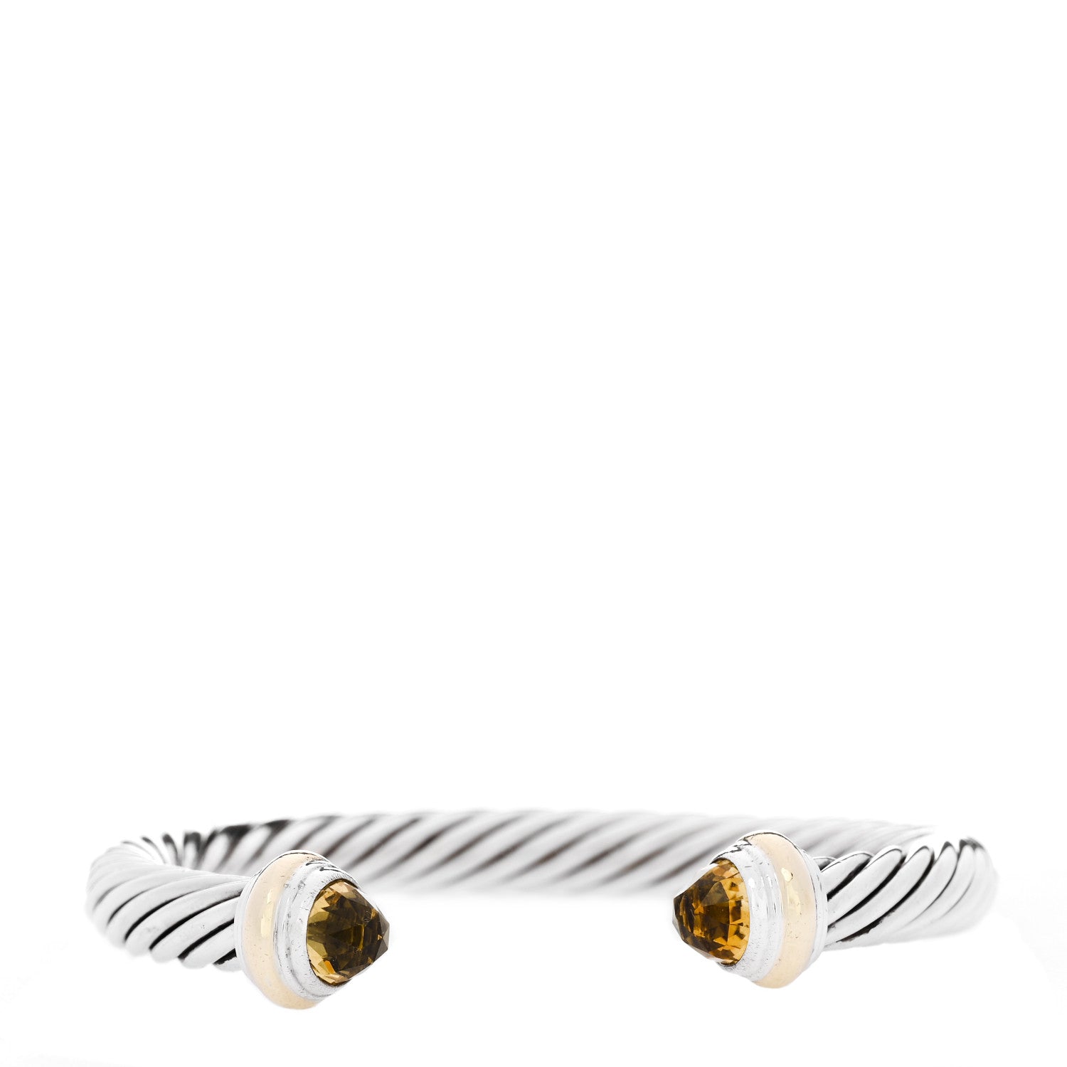 David Yurman Sterling Silver 14K Yellow Gold Citrine 7mm Cable Classics Bracelet 1 of 3