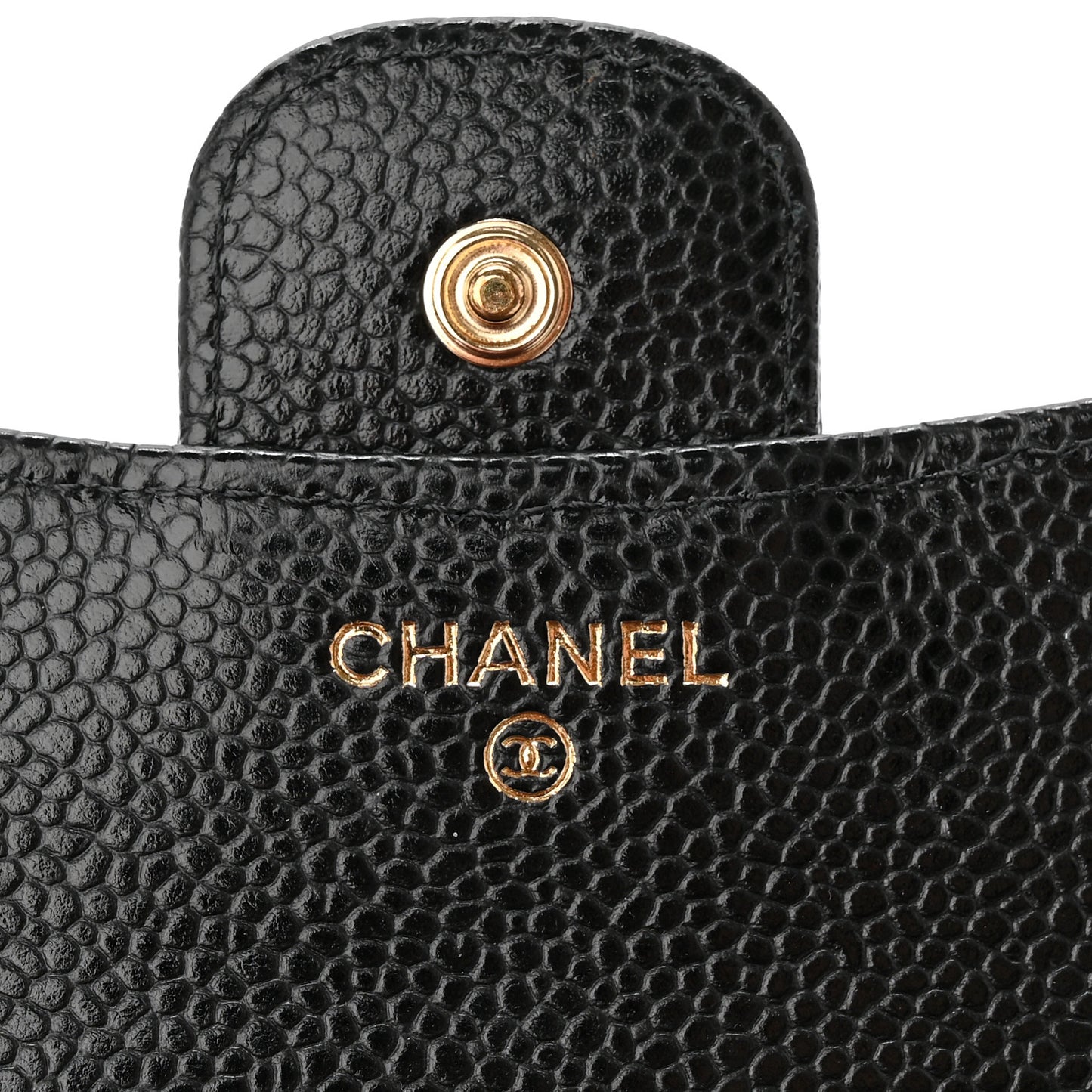 Caviar Quilted Compact Flap Wallet Black
