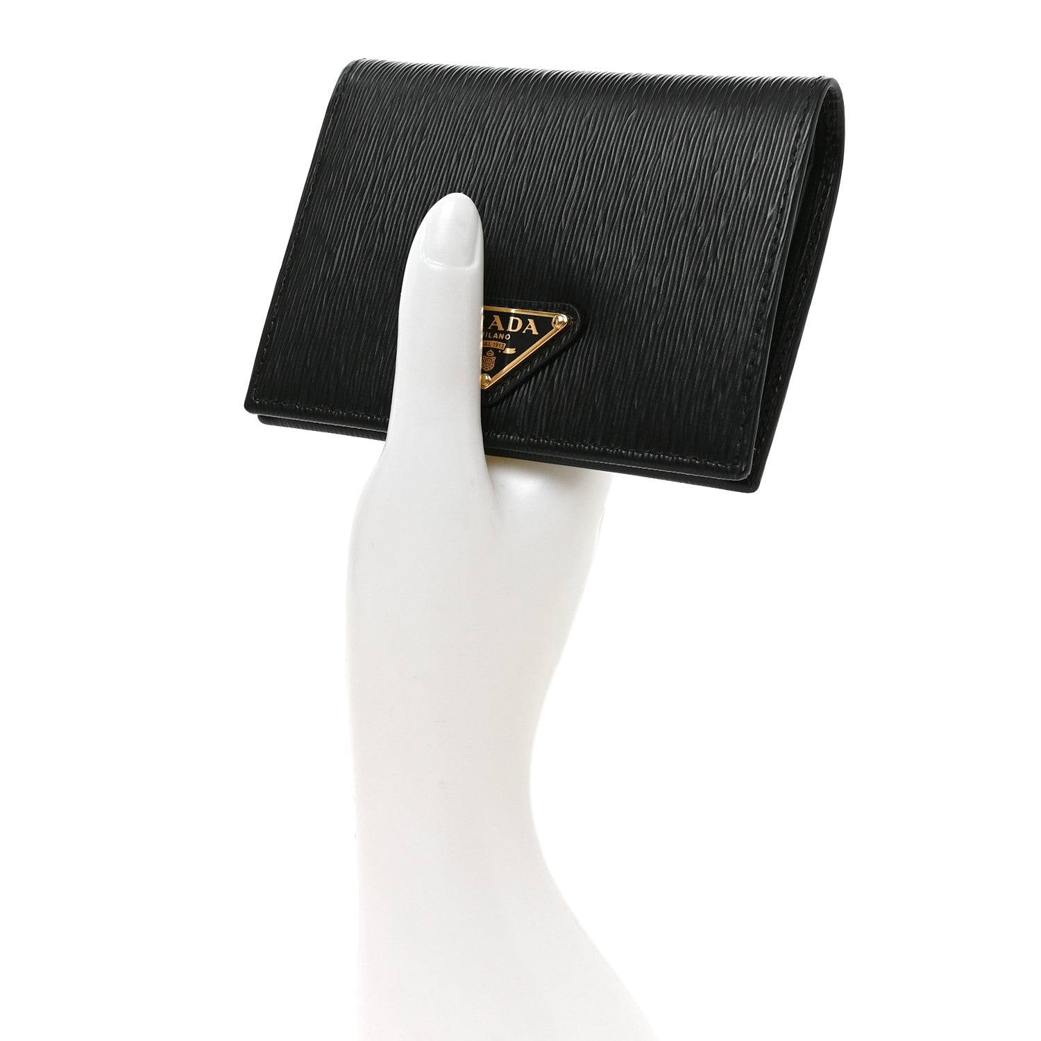 Prada Vitello Move Triangle Card Holder Wallet Black 2 of 6