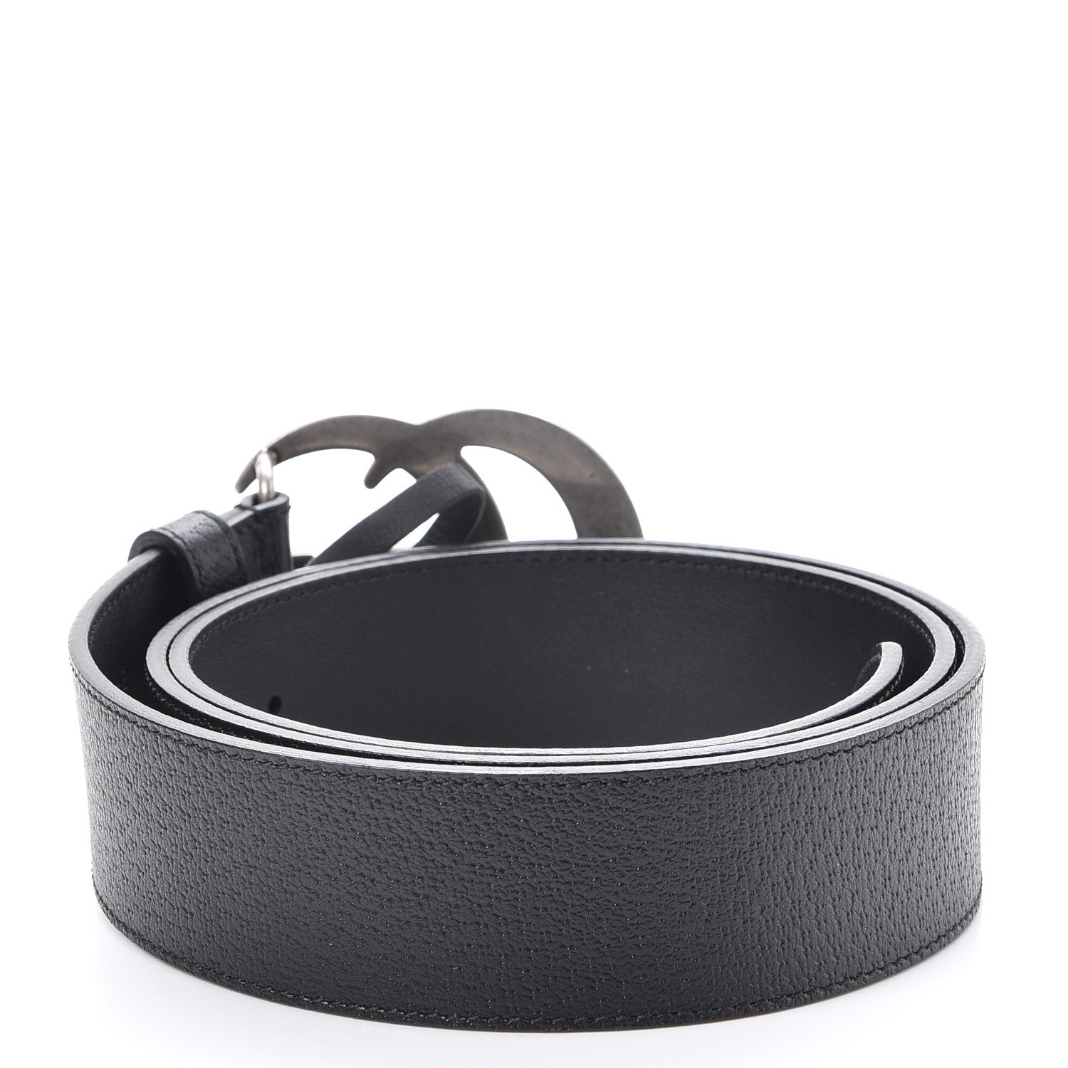 Gucci Textured Dollar Calfskin Nickel Double G 40mm Belt 95 38 Black 3 of 7
