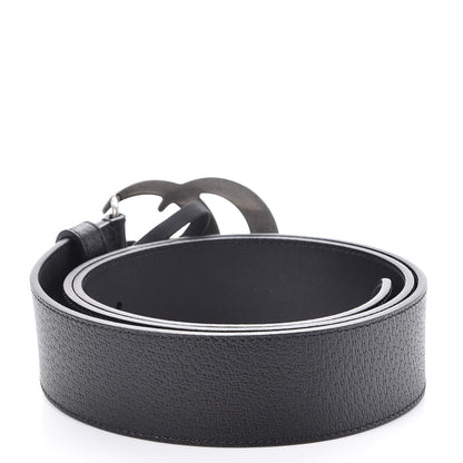 Gucci Textured Dollar Calfskin Nickel Double G 40mm Belt 95 38 Black 3 of 7