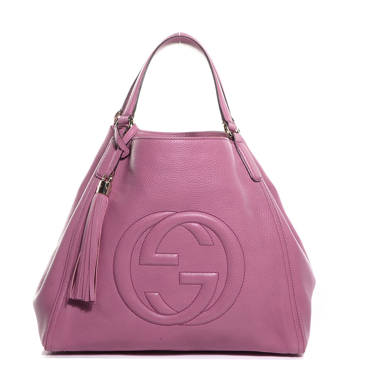 Pebbled Calfskin Medium Soho Shoulder Bag Fresia Rose