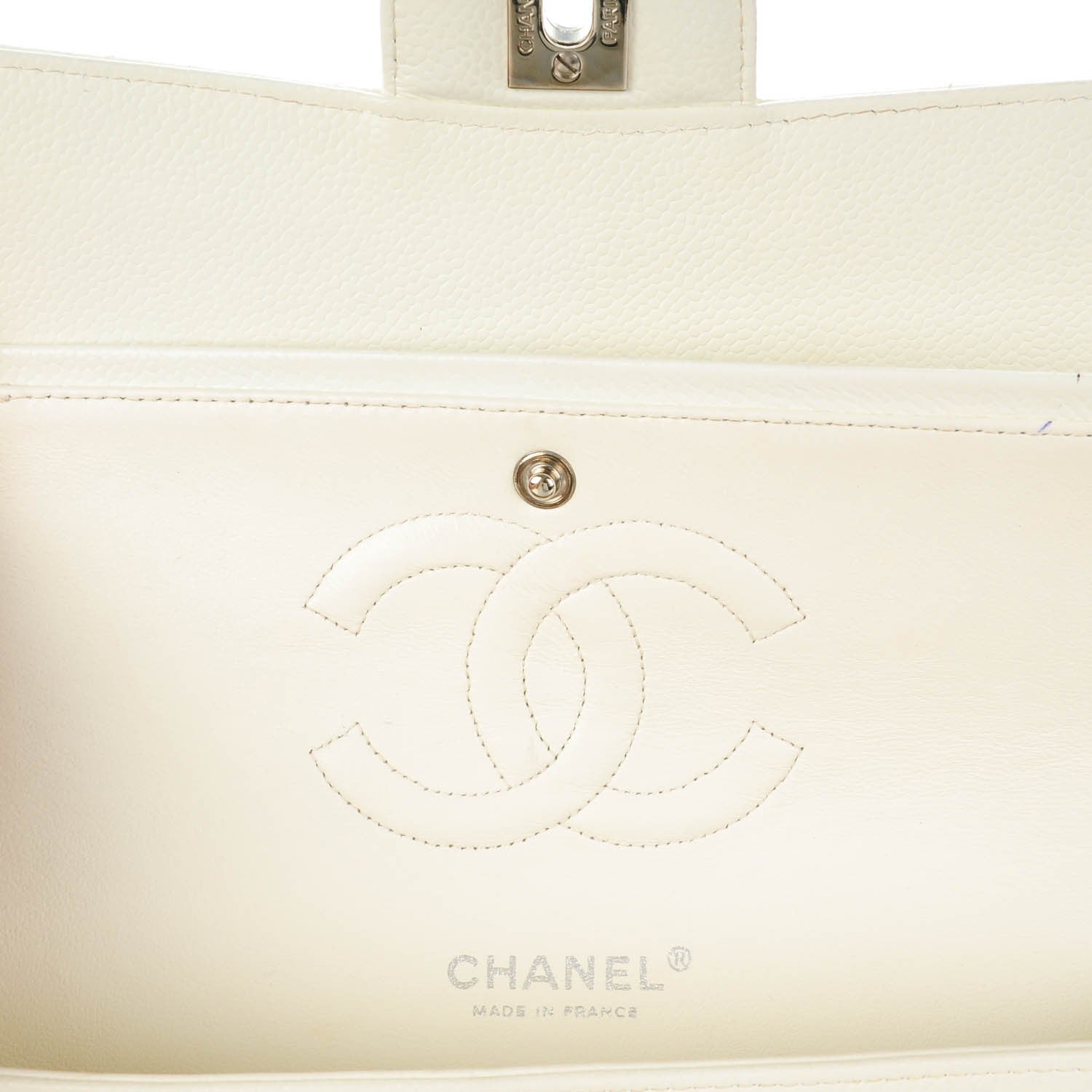 Chanel Caviar Quilted Medium Double Flap White 7 of 9
