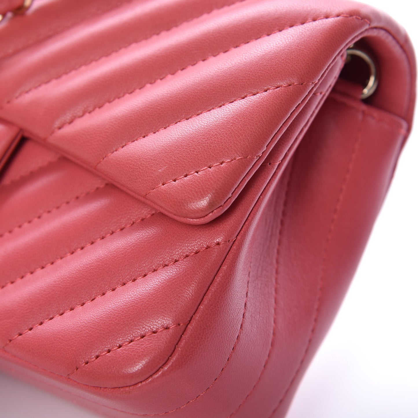 Lambskin Chevron Quilted Mini Rectangular Flap Pink