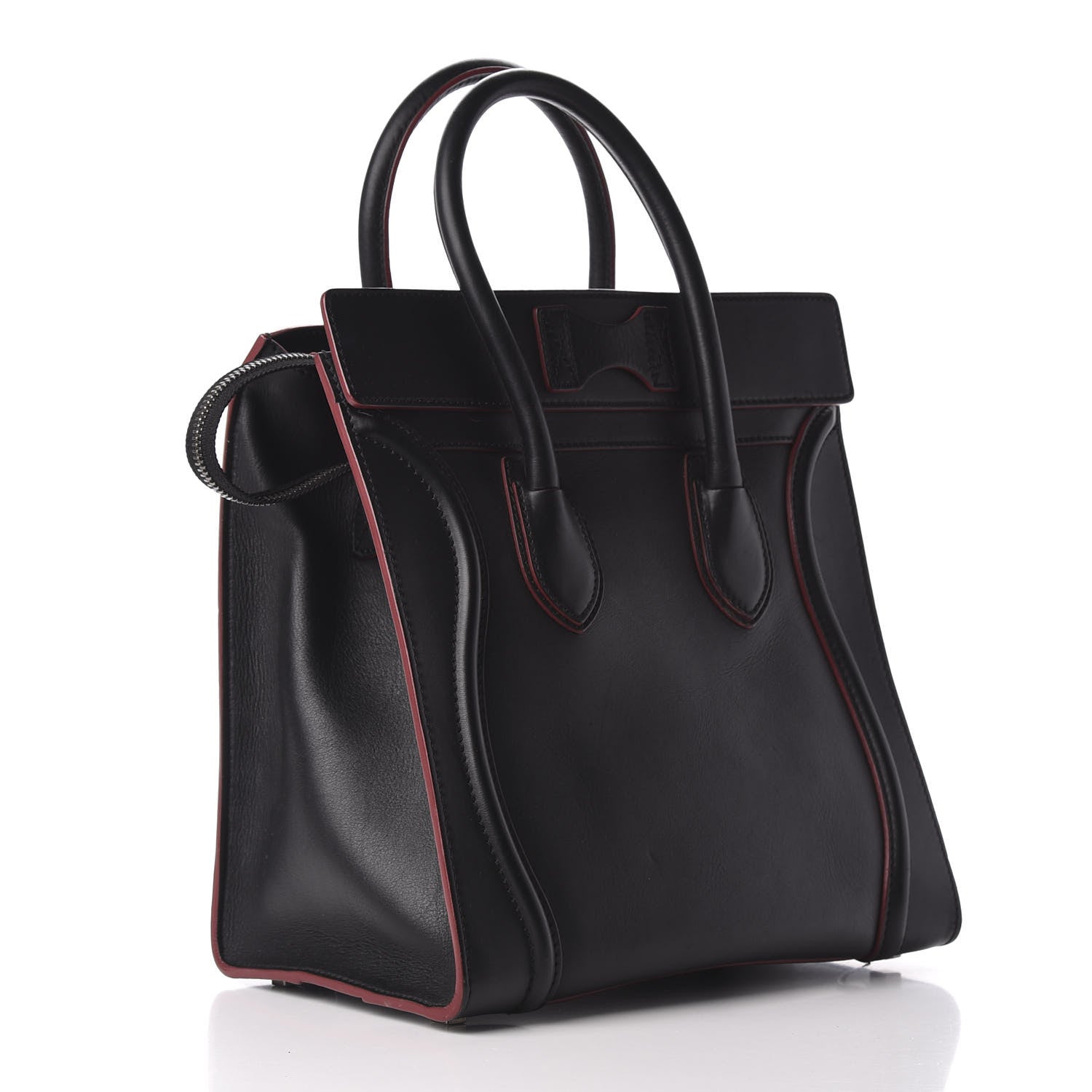 Celine Smooth Calfskin Mini Luggage Black Pink Trim 3 of 9