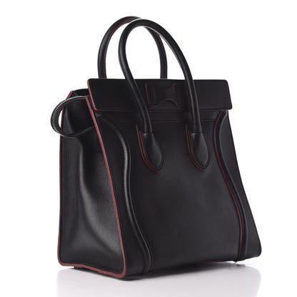 Celine Smooth Calfskin Mini Luggage Black Pink Trim 3 of 9