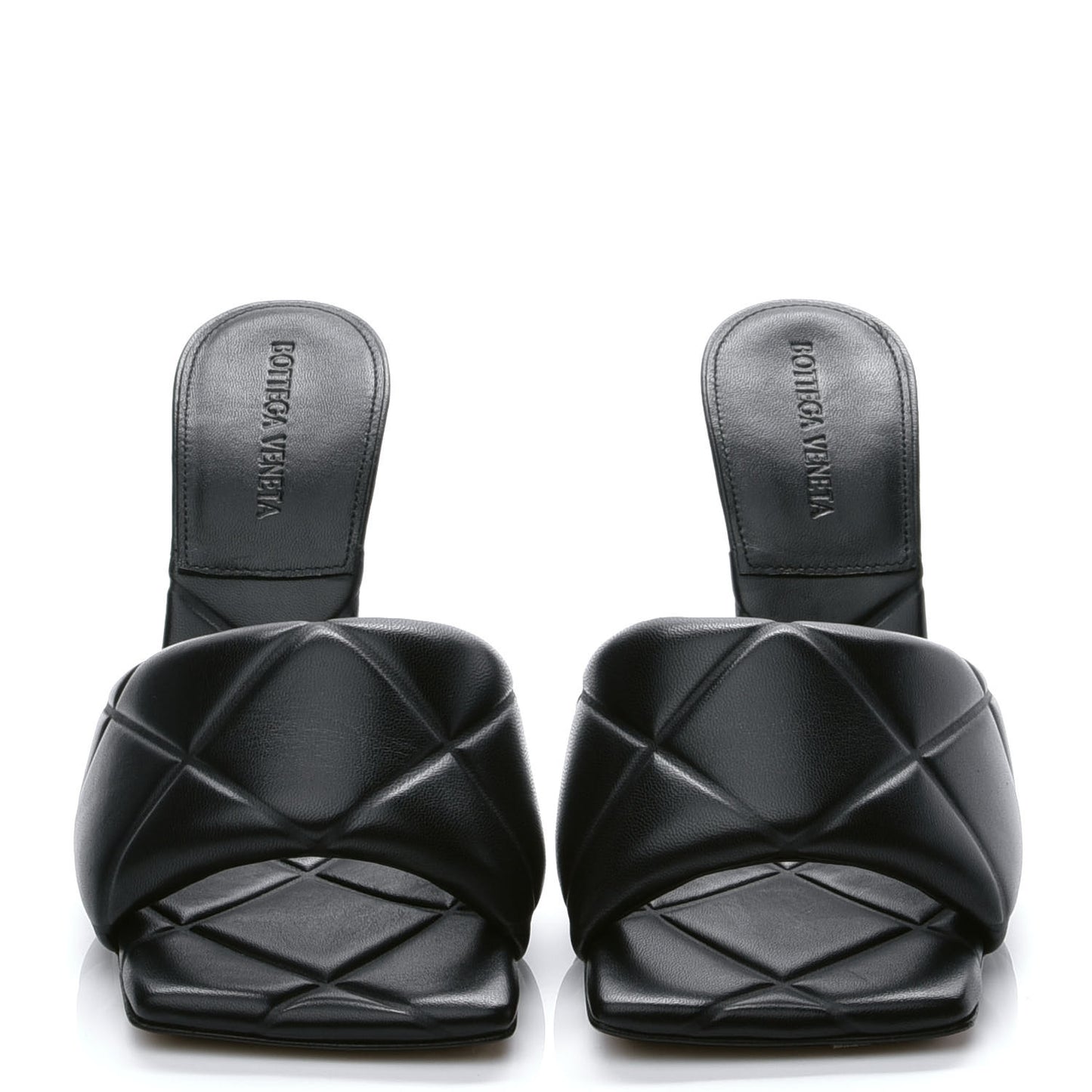 Nappa Quilted Rubber Lido Mule Sandals 38 Black