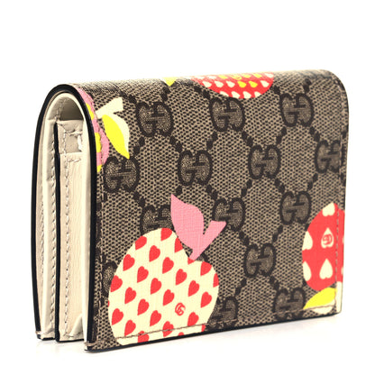 Gucci GG Supreme Monogram Les Pommes Card Case Wallet Beige Multicolor Mystic White 3 of 11