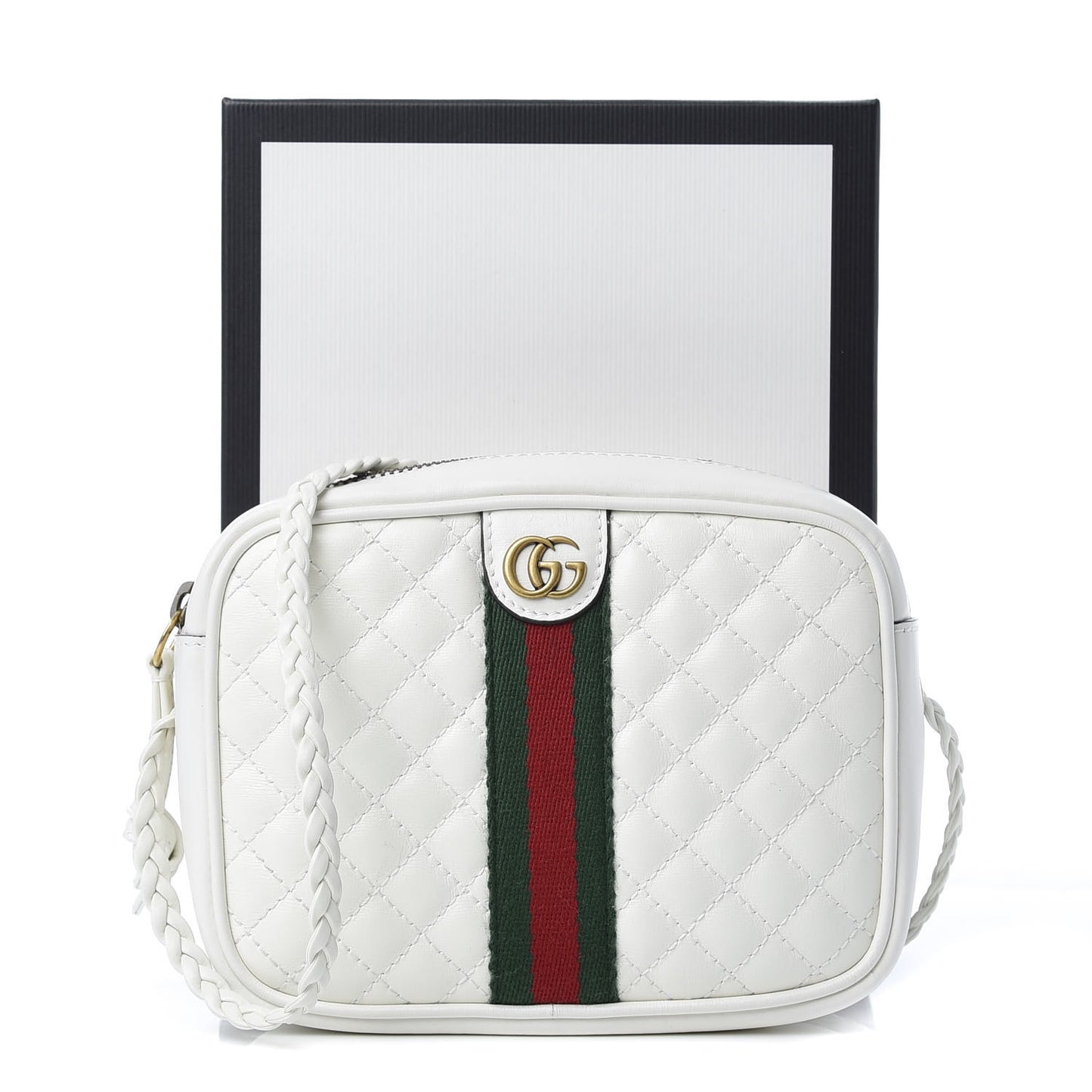 Calfskin Web Trapuntata Mini Shoulder Bag Off White