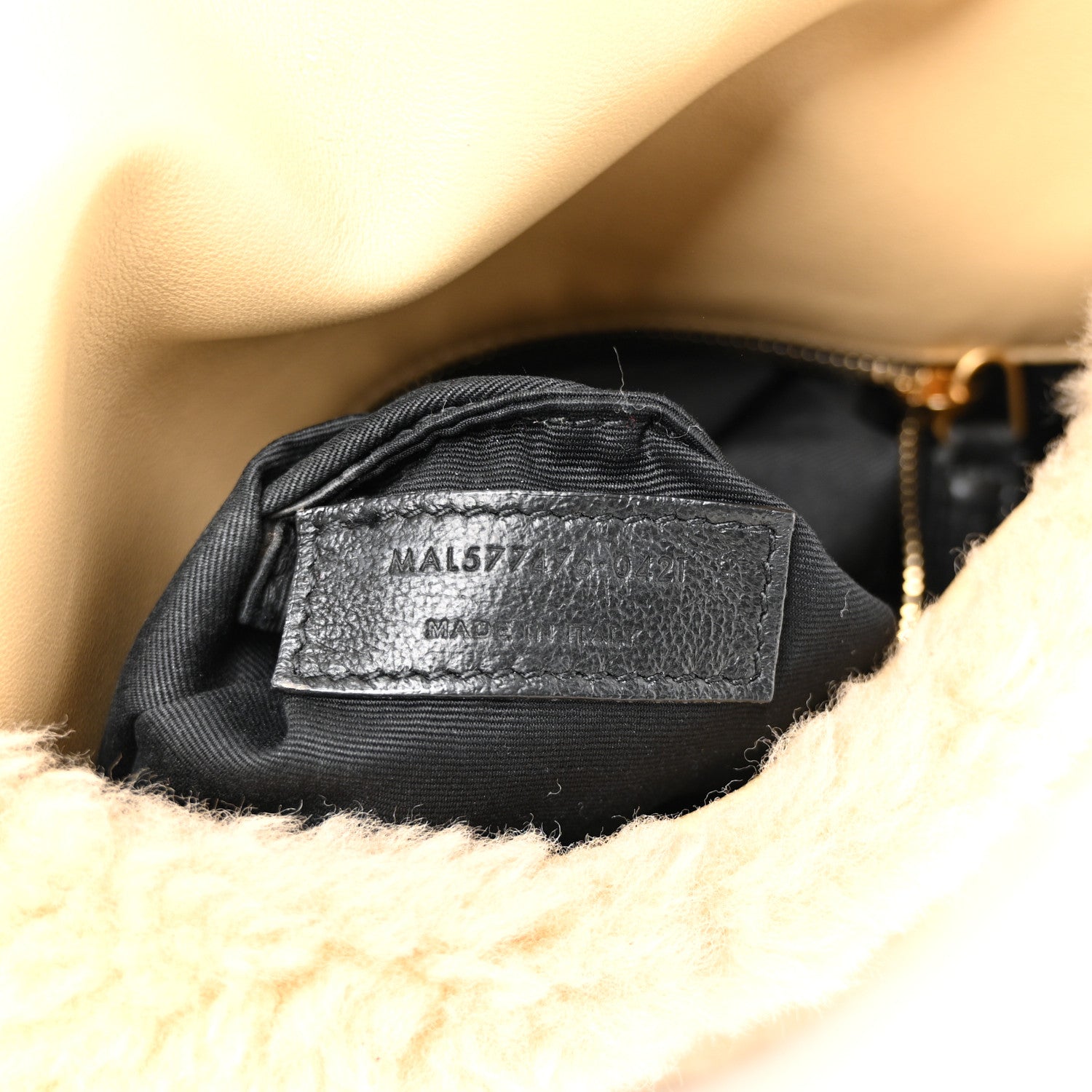 Saint Laurent Merino Shearling Lambskin Quilted Small Loulou Puffer Monogram Chain Satchel Natural Beige 7 of 10