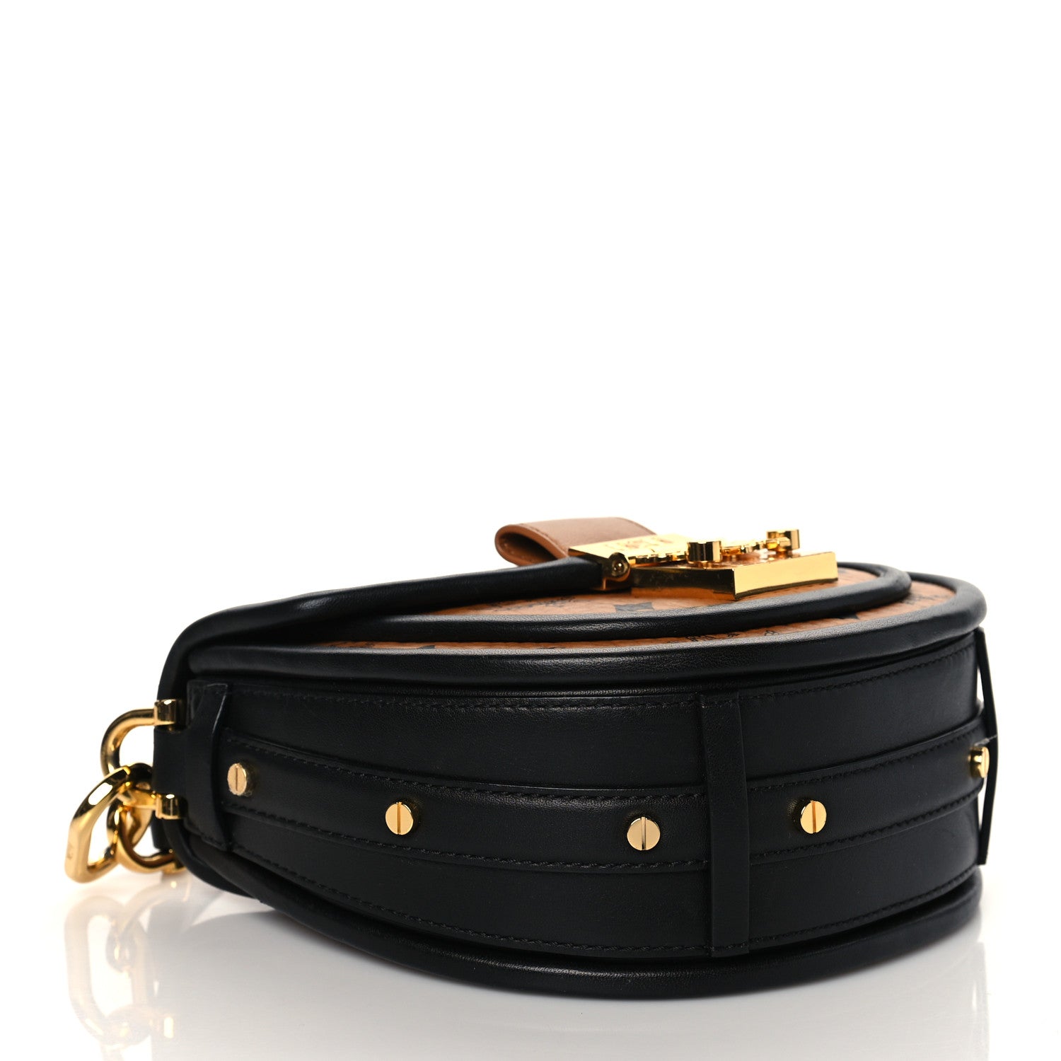 MCM Visetos Mini Patricia Shoulder Bag Cognac Black 3 of 8