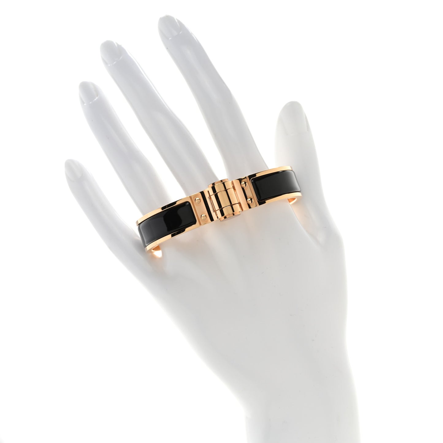 Enamel Charniere Uni Narrow Hinged Bracelet M Black