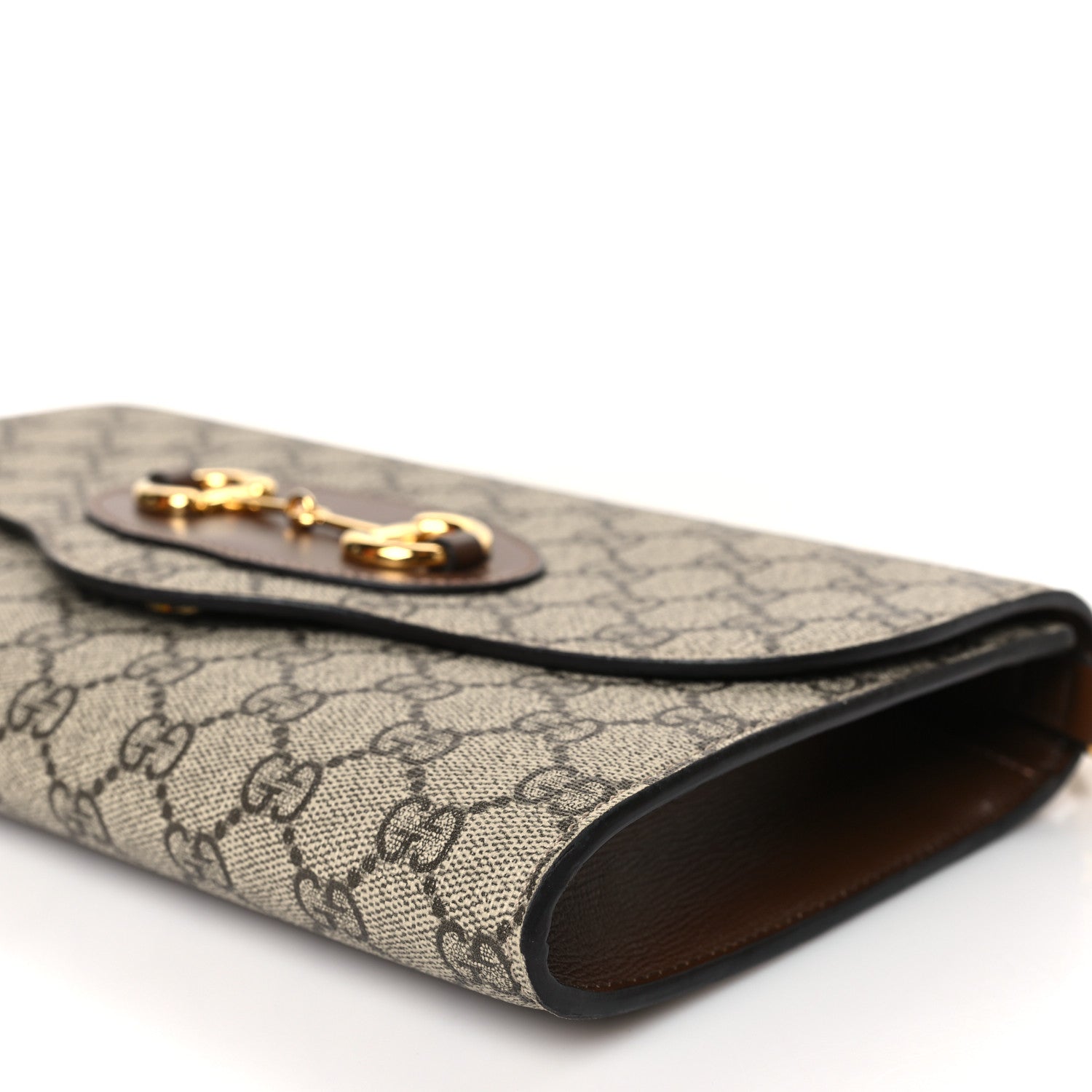 Gucci GG Supreme Monogram Azalea Calfskin Web Small Horsebit 1955 Crossbody Bag Beige Ebony Brown Sugar 9 of 10