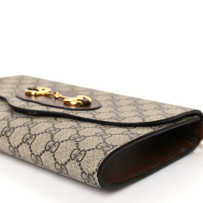 Gucci GG Supreme Monogram Azalea Calfskin Web Small Horsebit 1955 Crossbody Bag Beige Ebony Brown Sugar 9 of 10