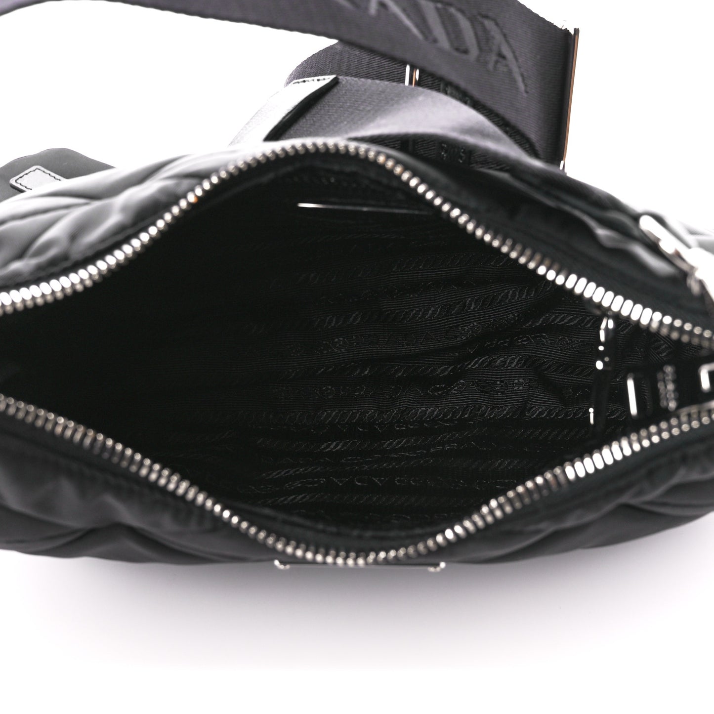 Re-Nylon Triangle Padded Patchwork Shoulder Bag Black