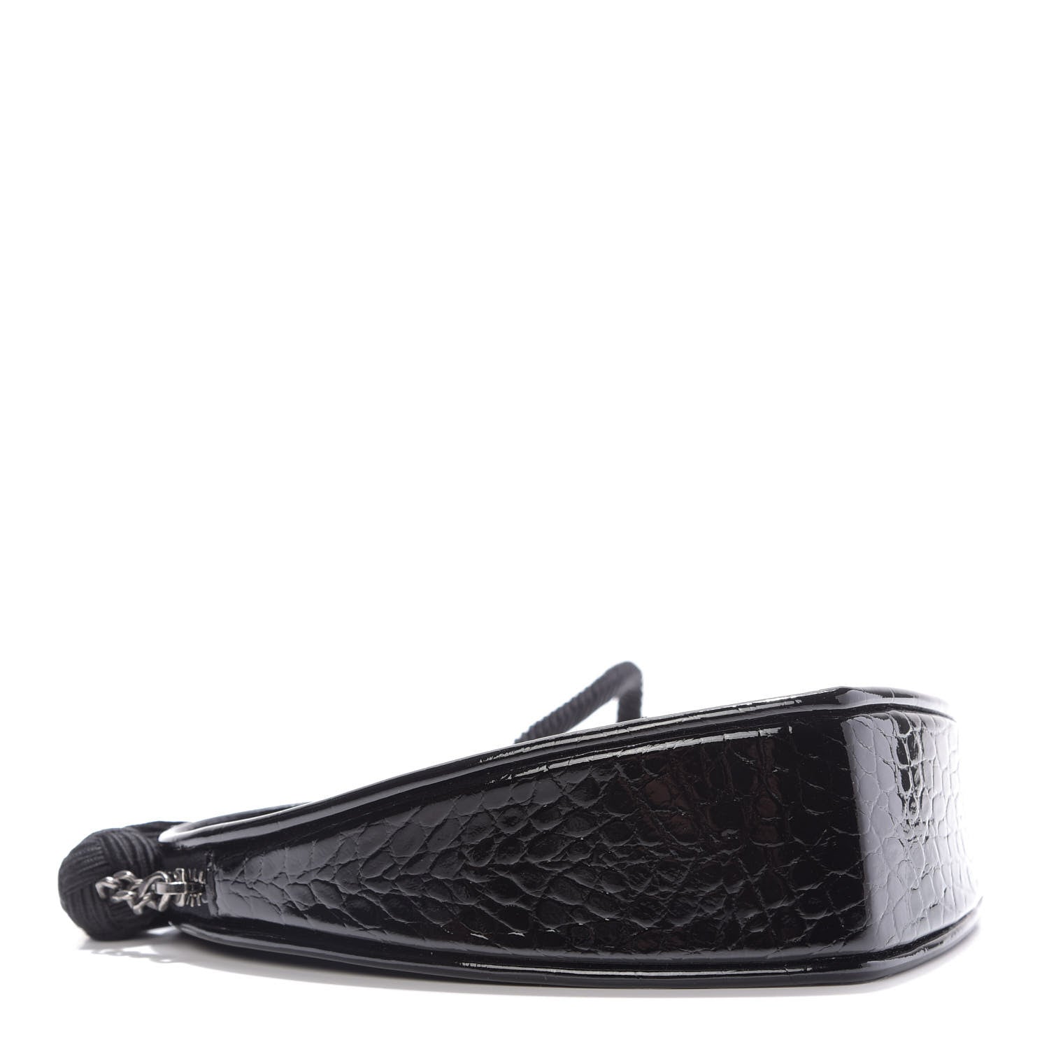 Saint Laurent Patent Crocodile Embossed Sac Coeur Heart Shaped Clutch Black 4 of 9
