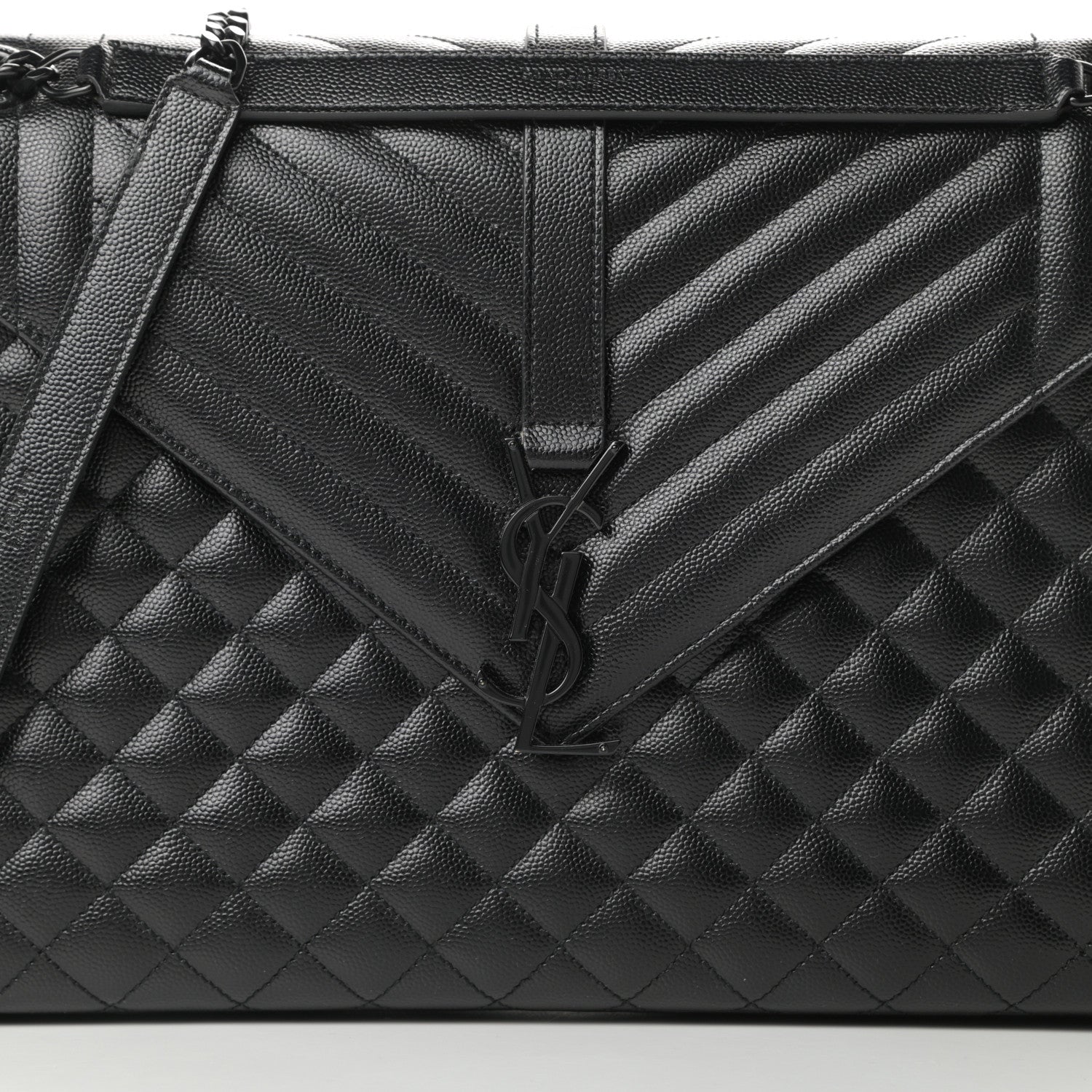 Saint Laurent Grain De Poudre Textured Mixed Matelasse Large Triquilt Monogram Monochrome Satchel Black 8 of 13