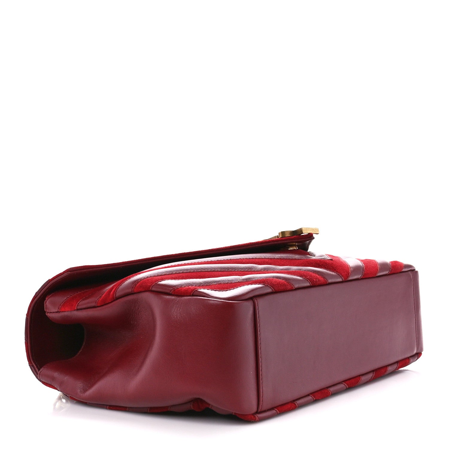Saint Laurent Calfskin Suede Matelasse Chevron Large Monogram College Bag Burgundy 4 of 12