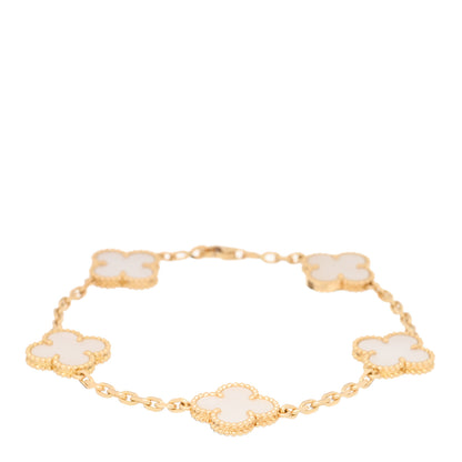 Van Cleef & Arpels 18K Yellow Gold Mother of Pearl 5 Motifs Vintage Alhambra Bracelet 1 of 5