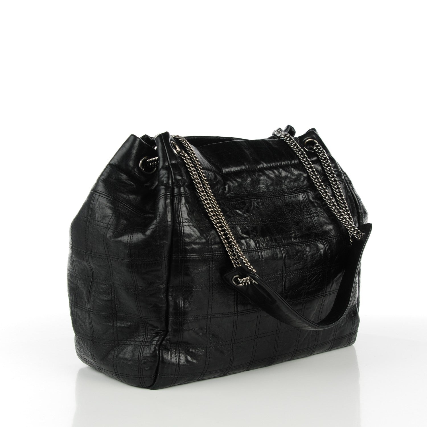 Chanel Lambskin Square Stitched Lax Accordion Shoulder Bag Black 3 of 7