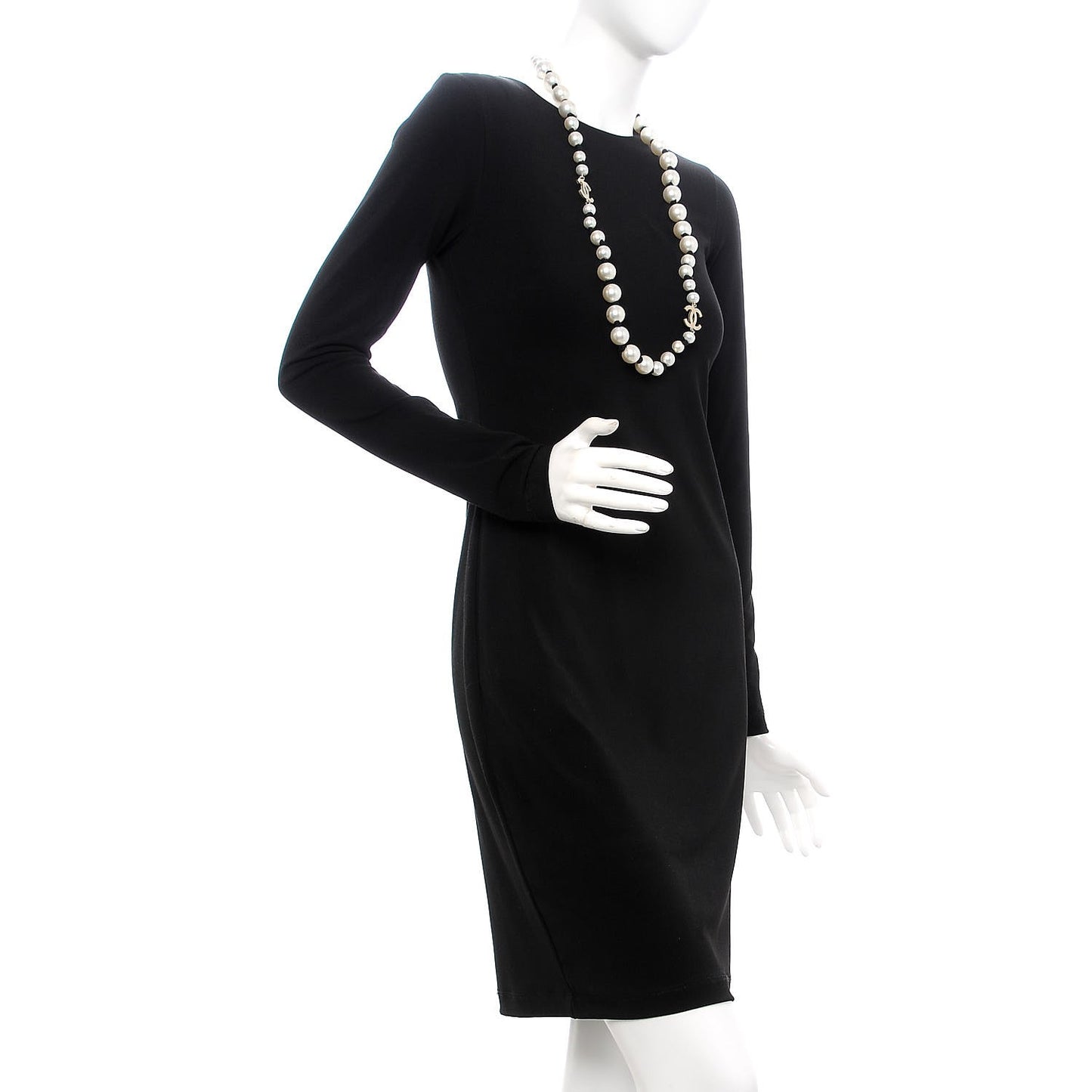 Graduated Pearl CC Long Necklace Gold